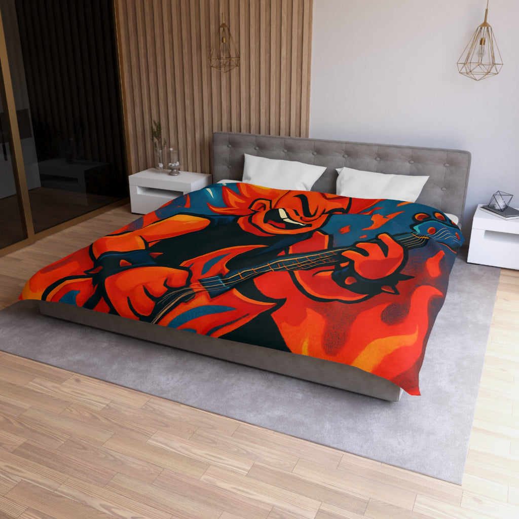Housse de couette rock flamboyant avec guitare et éclairs pour déco vibrante