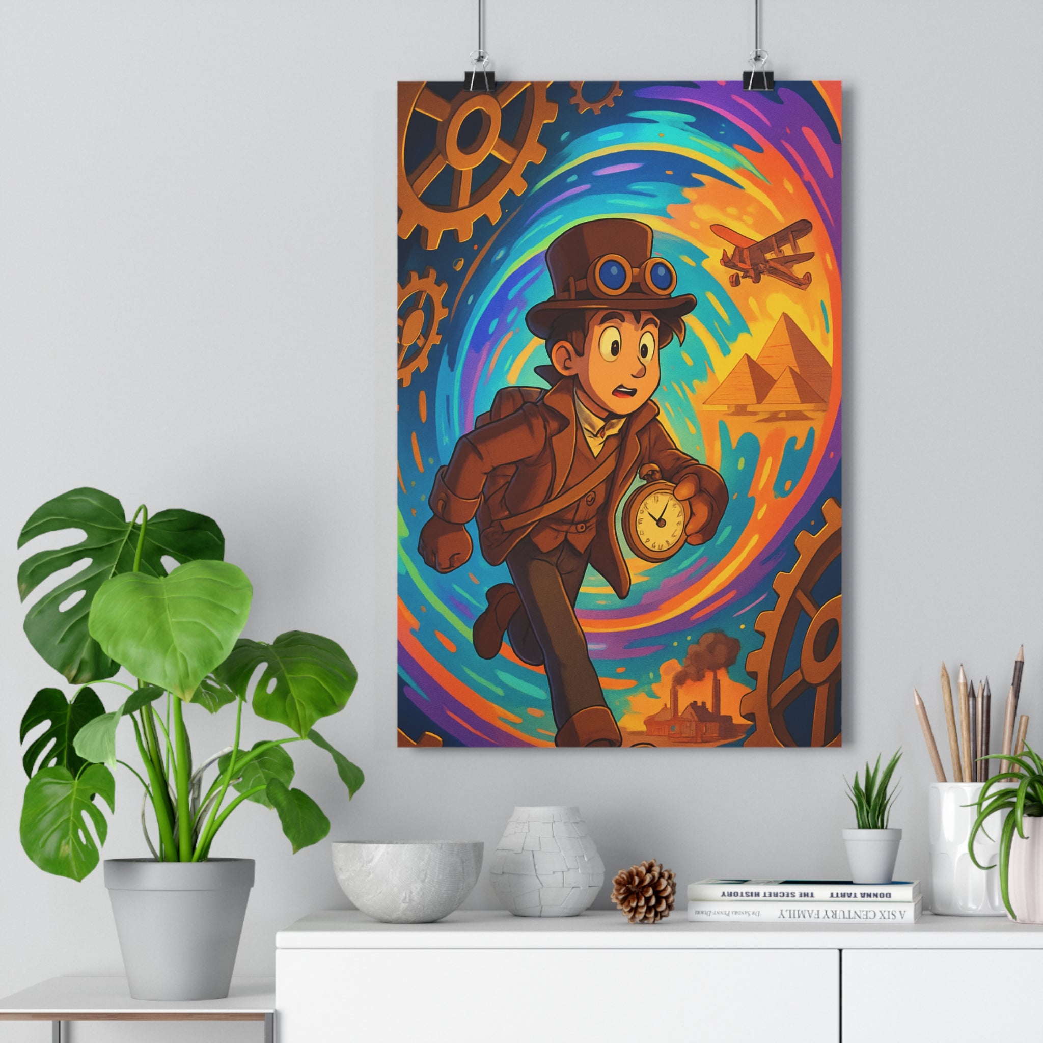 Poster décoratif steampunk vintage aventure exploration chambre salon mécanique coloré original unique artistique élégant