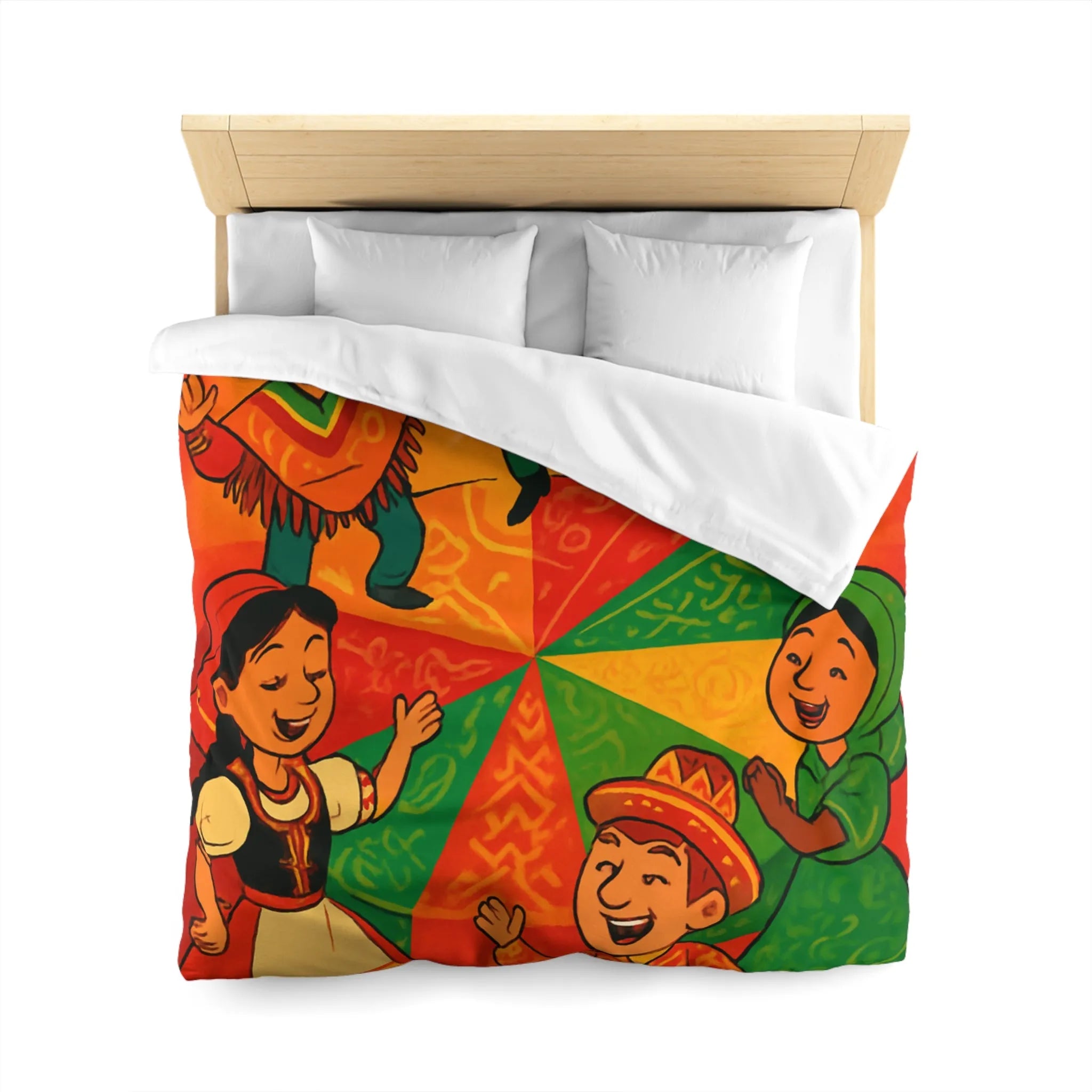 Décorez votre chambre avec une housse de couette aux motifs culturels vibrants et festifs