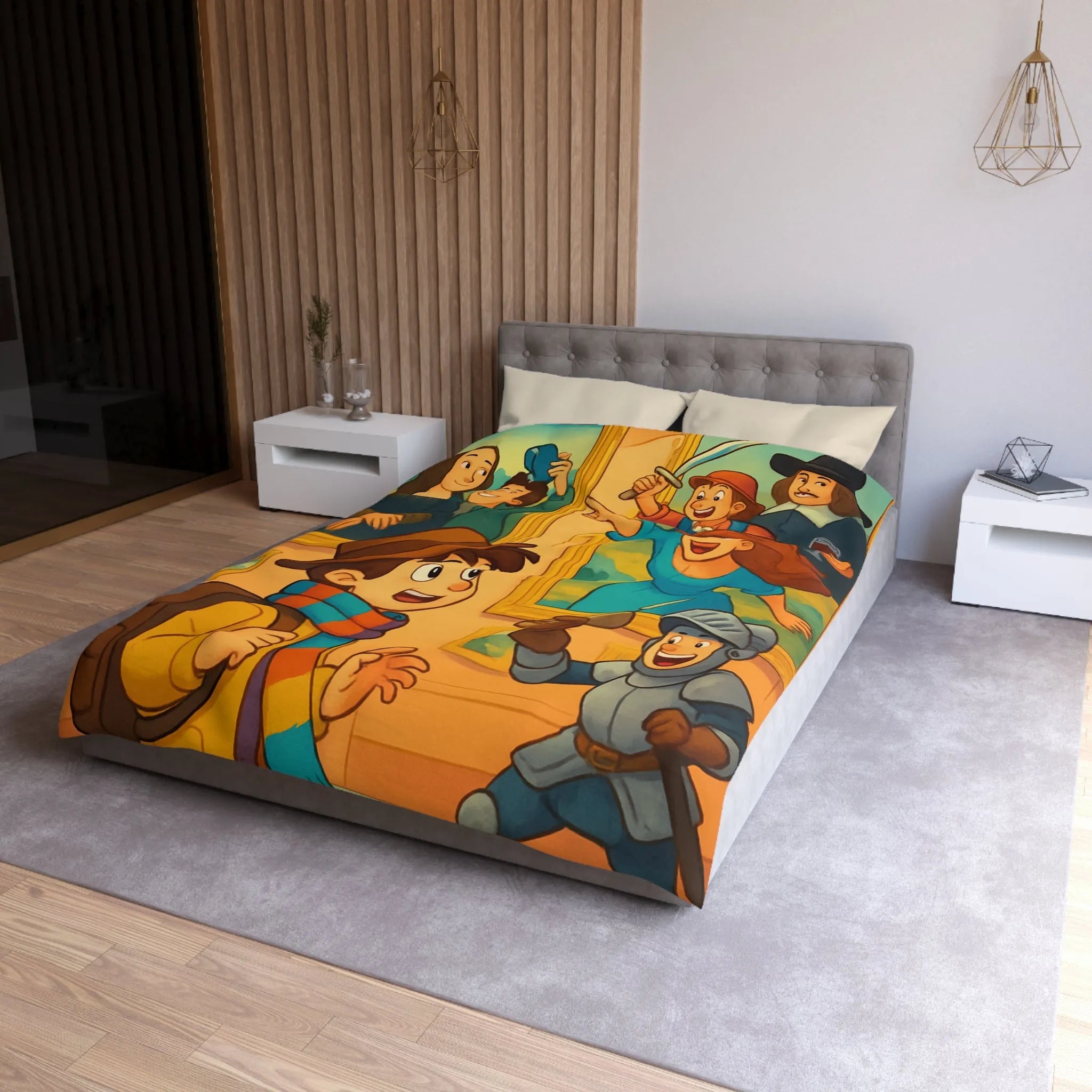 Couette Enfant Haute Qualité Motif Musée Aventure Jeux Joyeux Chevalier Éducatif Coloré