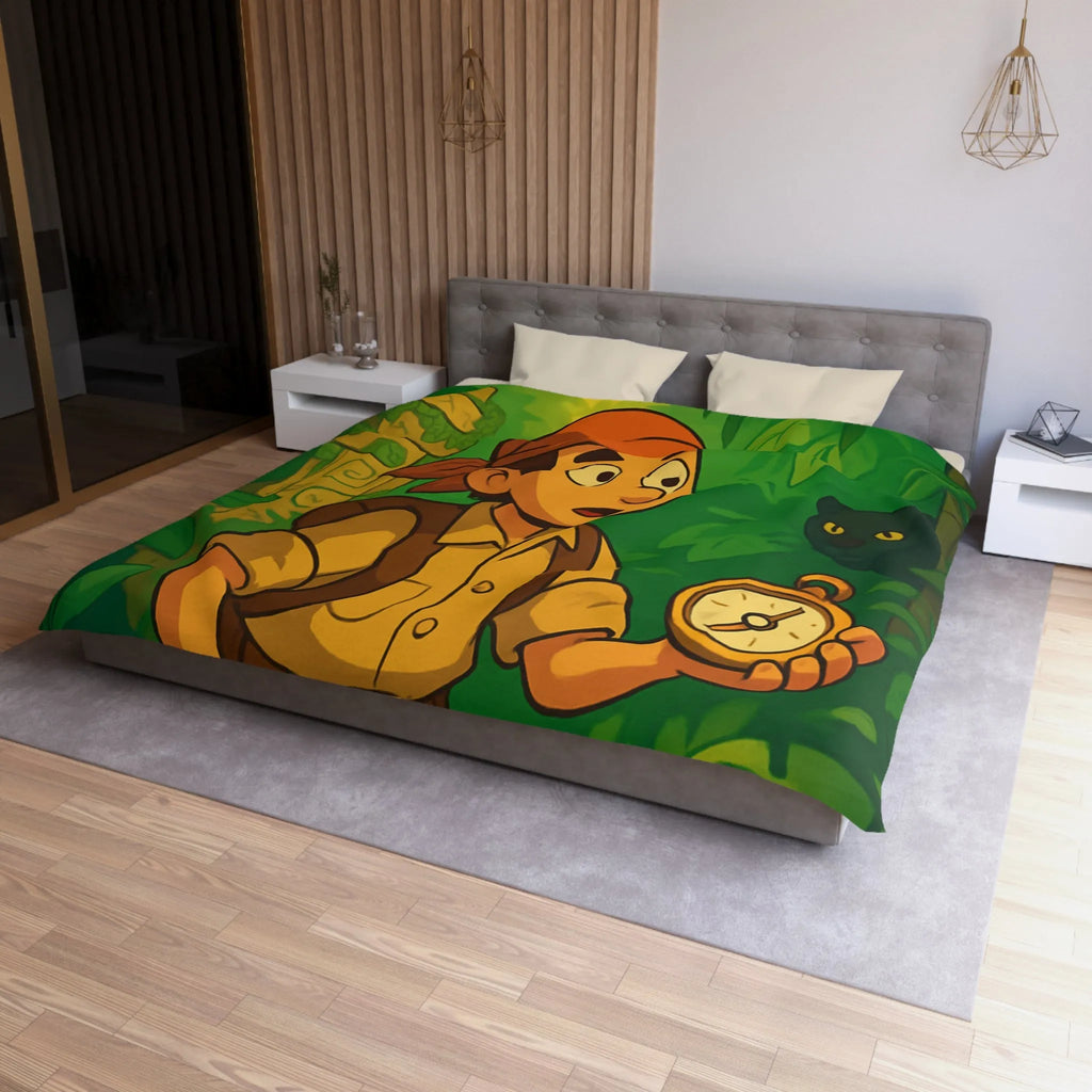 Exploration jungle animée avec boussole, perroquet, serpent et léopard pour chambre exotique