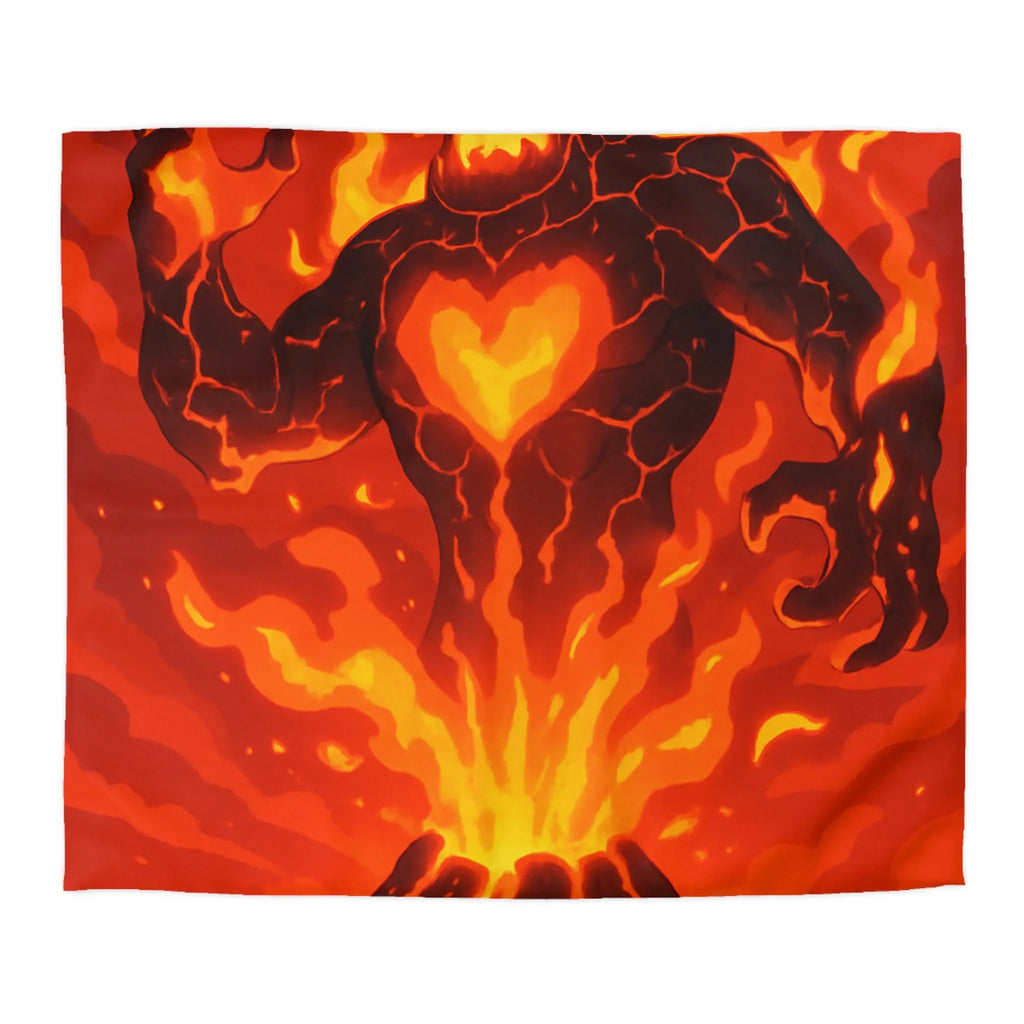 Éruption Volcanique Époustouflante: Figure Enflammée Surgissant De Coulées de Lave Rougeoyantes