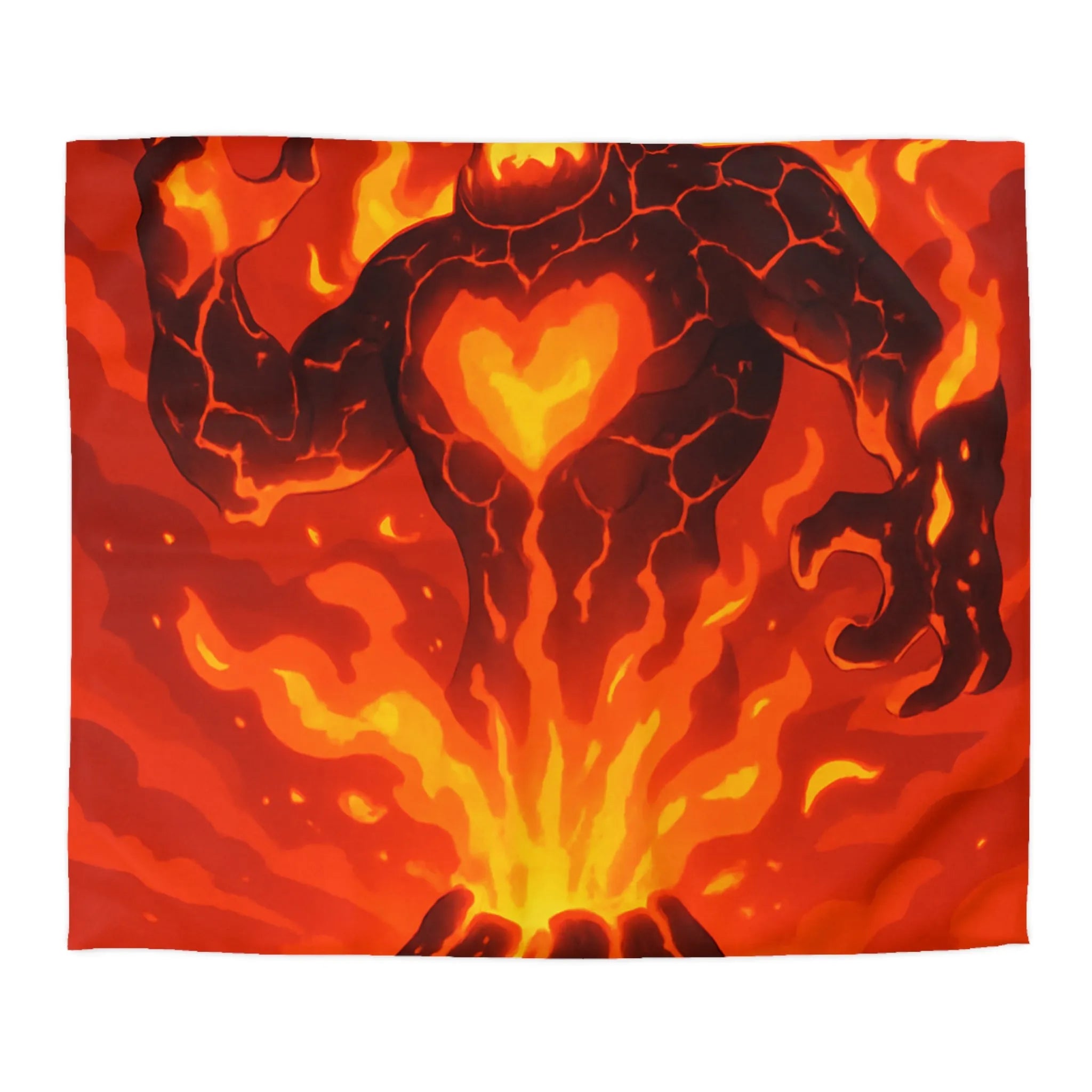 Éruption Volcanique Époustouflante: Figure Enflammée Surgissant De Coulées de Lave Rougeoyantes