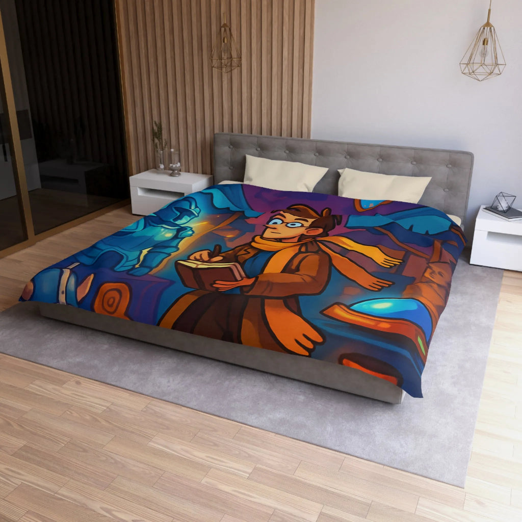 Housse de couette avec motif de marché nocturne mystérieux et horloges suspendues