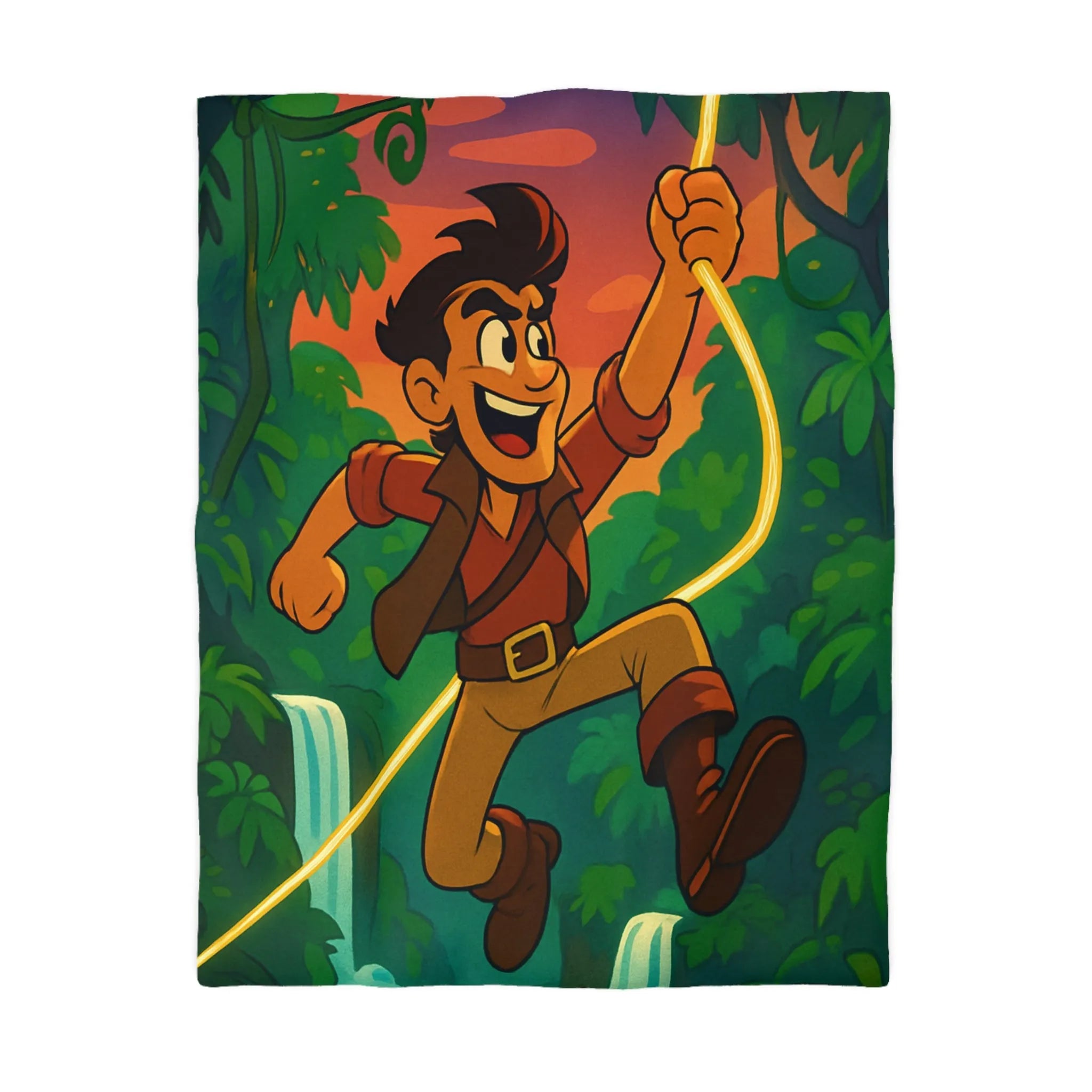 Housse de couette aventure jungle vibrante cascade pour chambre à thème nature