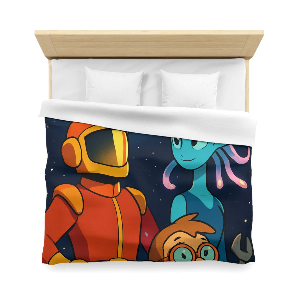 Housse Couette Galaxie : Astronaute, Extraterrestre et Enfant Brillant pour Chambre Cosy