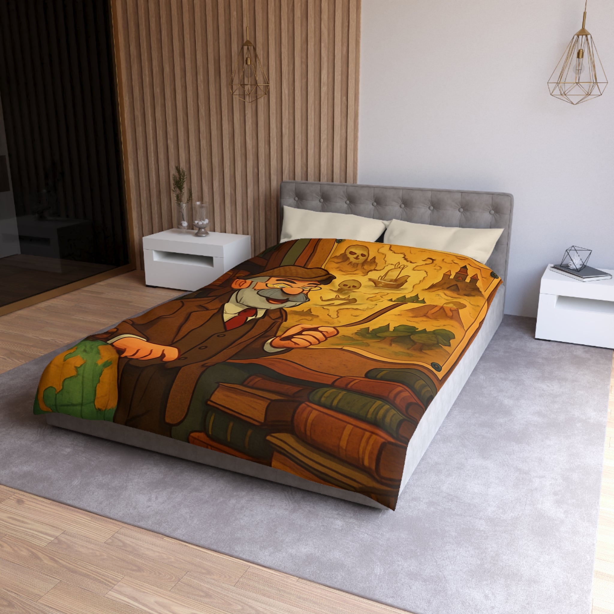 Housse de Couette Microfibre Illustration Unique Design Moderne Décoration Intérieure Raffinée