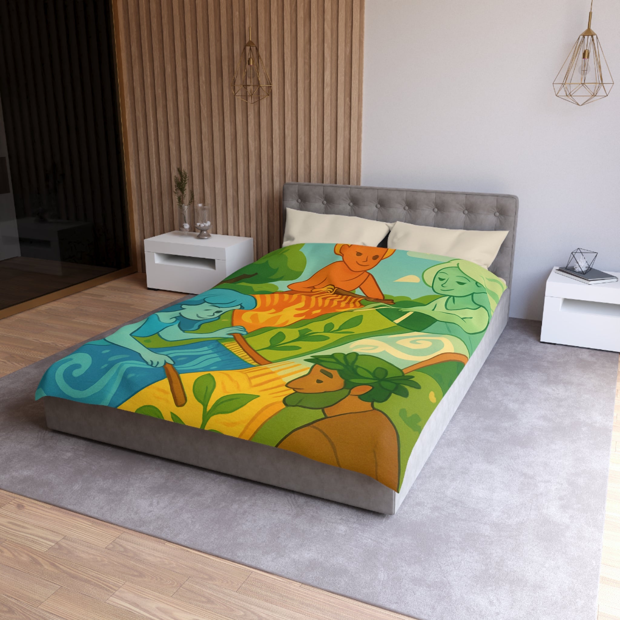 Housse de Couette Microfibre Design Artistique Moderne Décoration Chambre Confort Premium