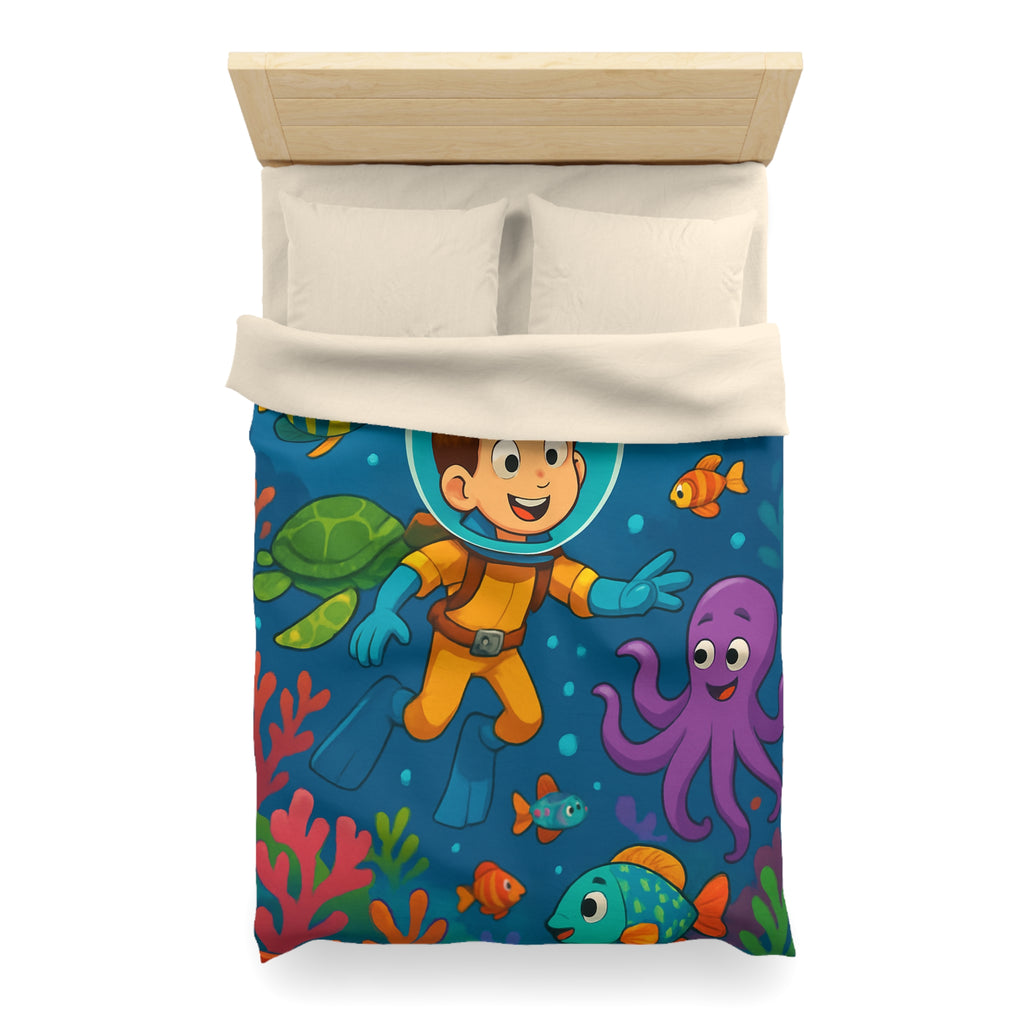Housse de couette sous-marine avec des animaux marins colorés pour chambre d'enfant joyeuse