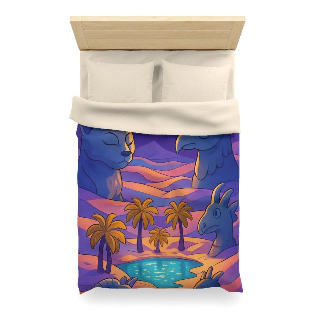 Housse de Couette Fantaisie Animaux Mystiques Sous Lune et Palmiers Étoilés
