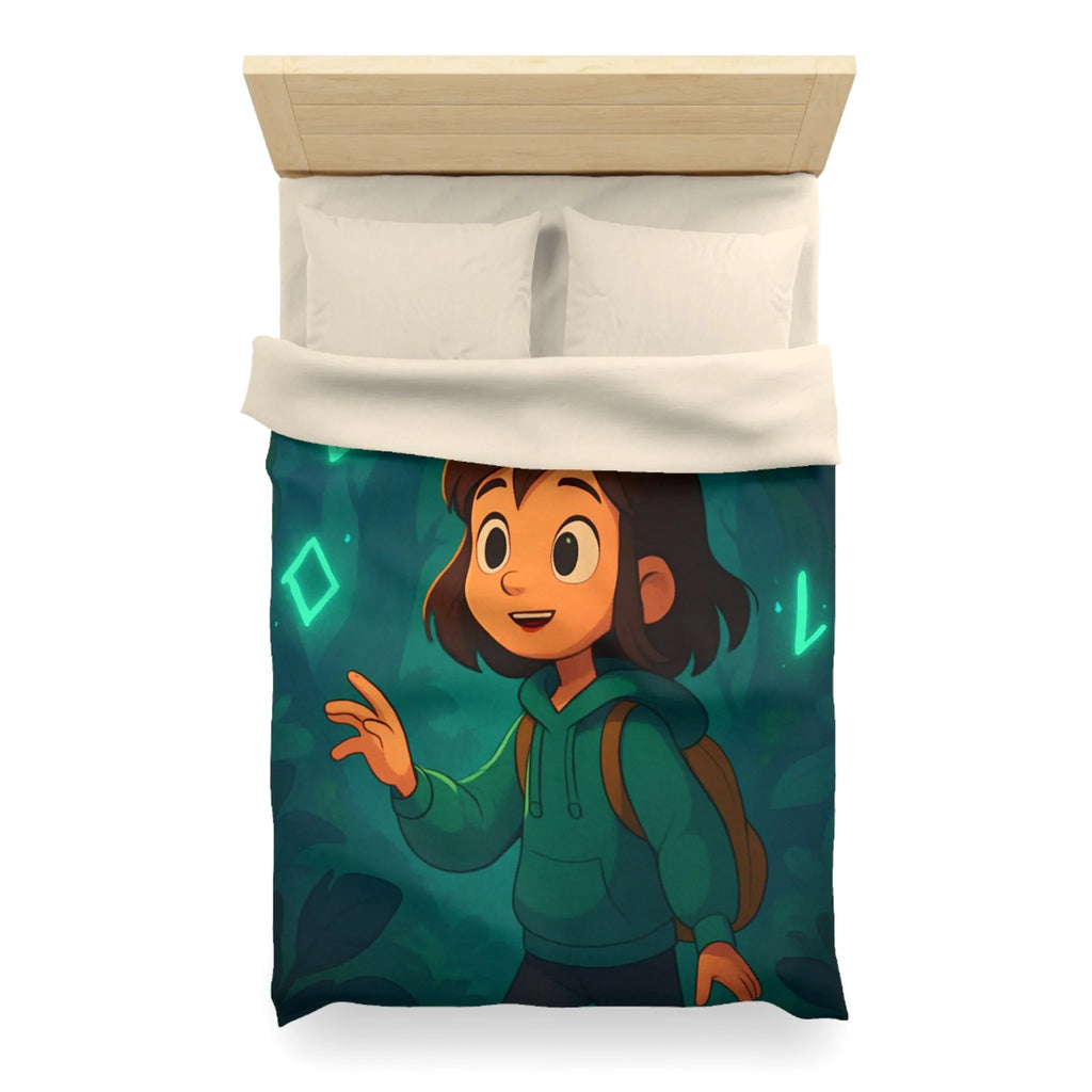 Housse de couette enfant avec motifs magiques et mystiques en forêt enchantée sombre