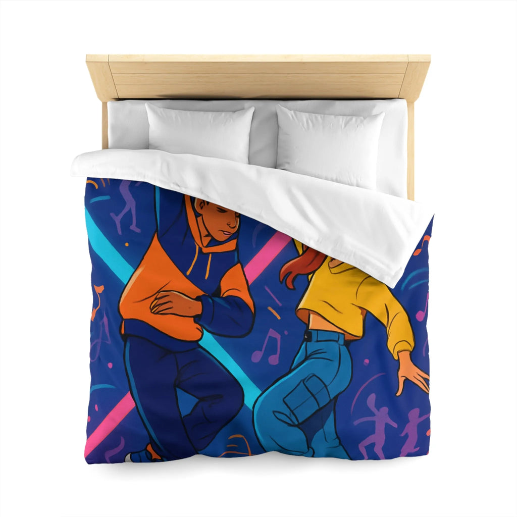 Housse de couette dynamique avec danseurs hip hop sur fond coloré et musical