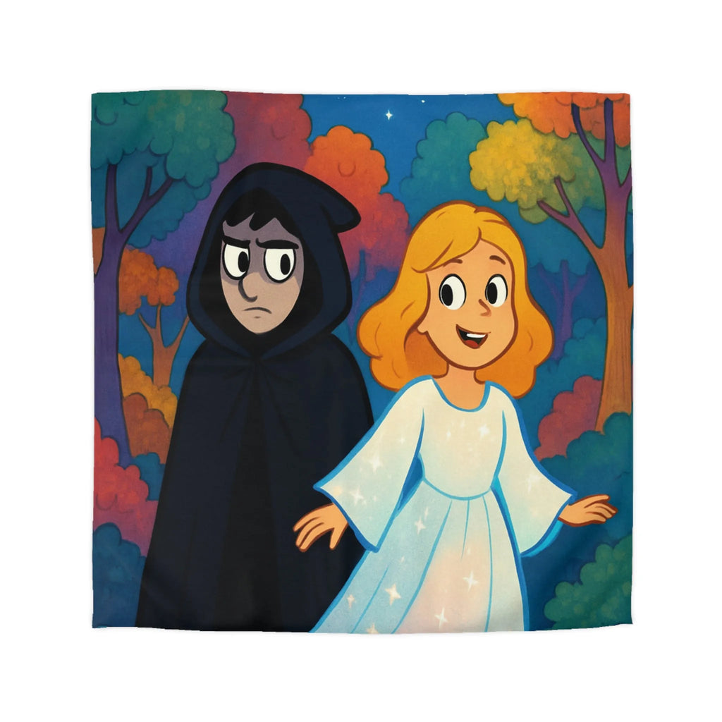 Housse de Couette Enchantée Forêt et Étoiles Enfantines avec Personnages Mystérieux