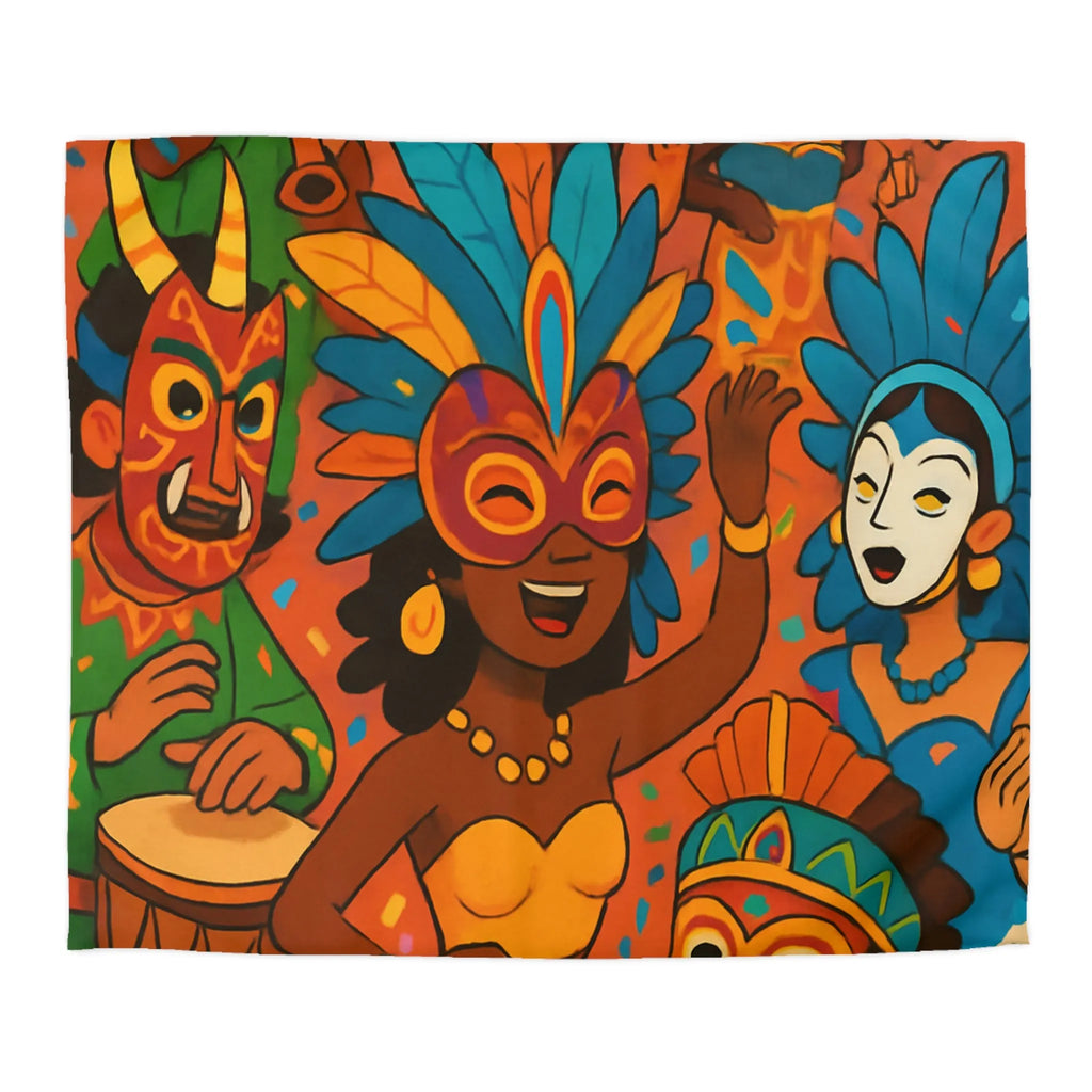 Housse de Couette Carnaval Parade Multicolore avec Masques et Costumes Exotiques Festifs