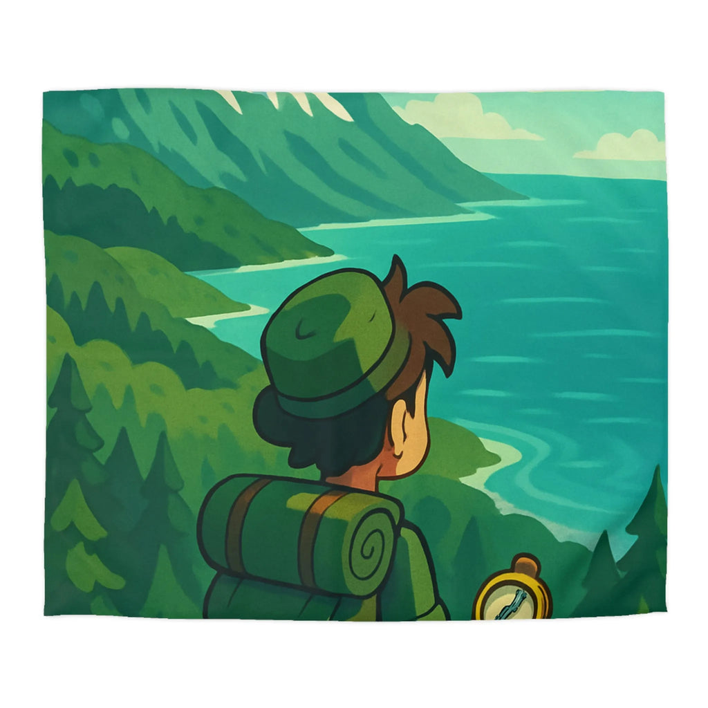 Aventure en montagne pour une housse de couette nature et voyageur contemplatif