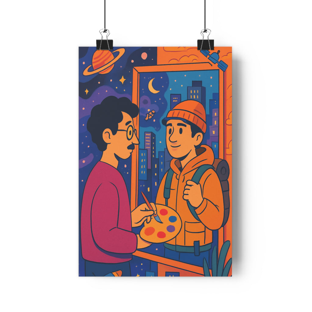 Poster décoratif cartoon artistique violet orange fantastique réaliste aventure chambre salon dynamique ambiance rêveuse