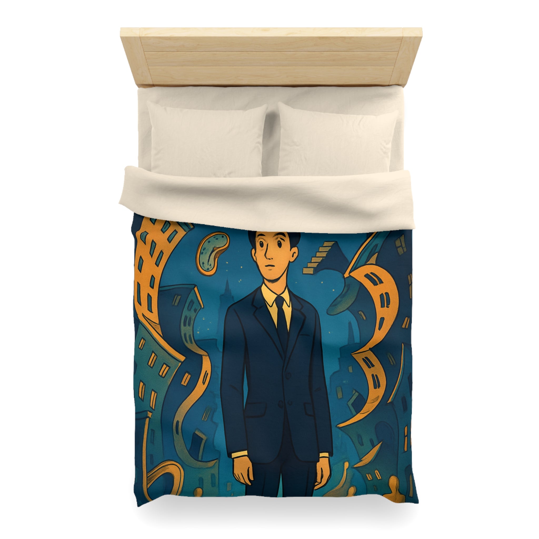 Housse de Couette Microfibre Motif Créatif Original Style Contemporain Chambre Élégante