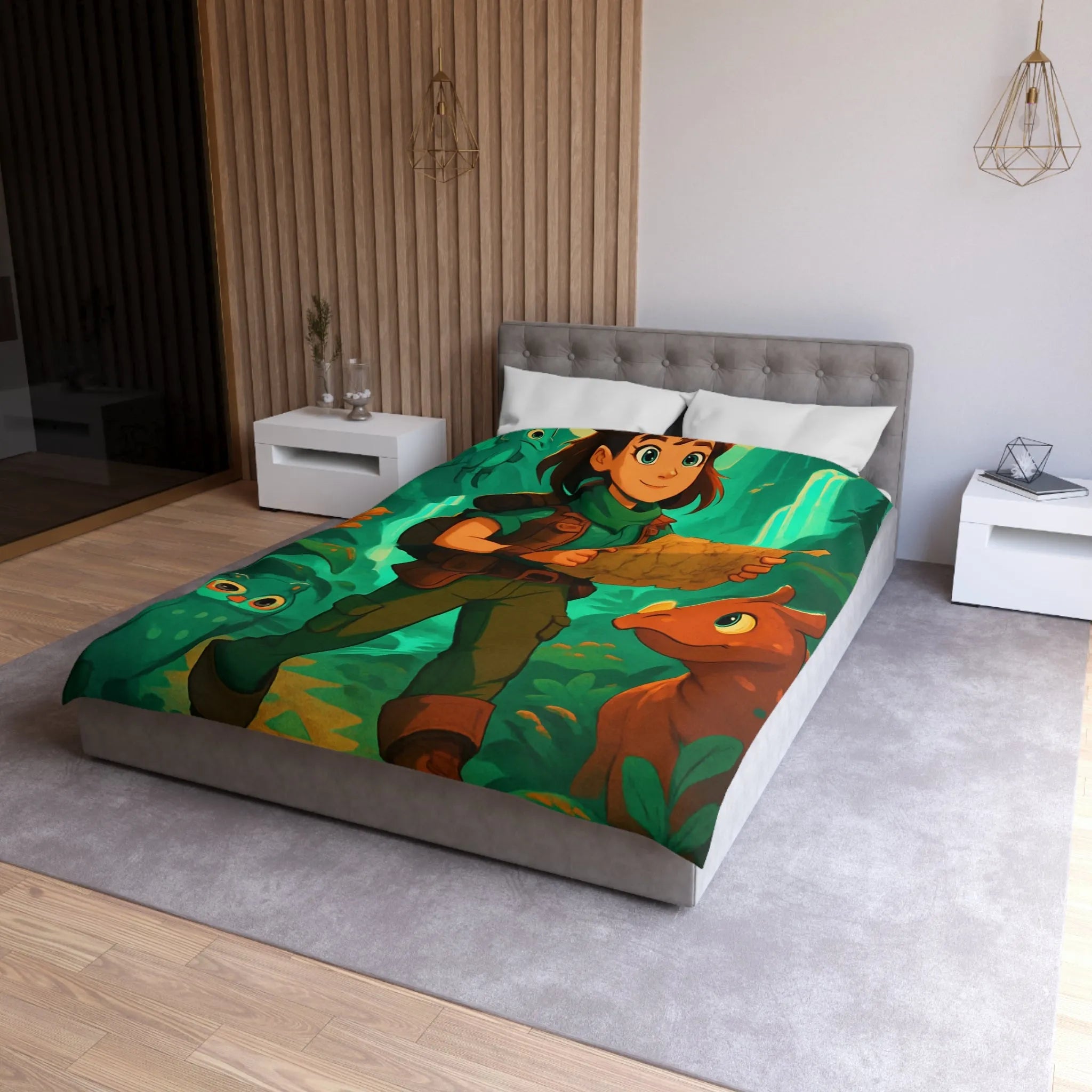 Aventure Enchantée: Enfant Voyageur, Animaux Magiques, Carte Mystérieuse, Forêt Lumineuse, Cascade Sereine