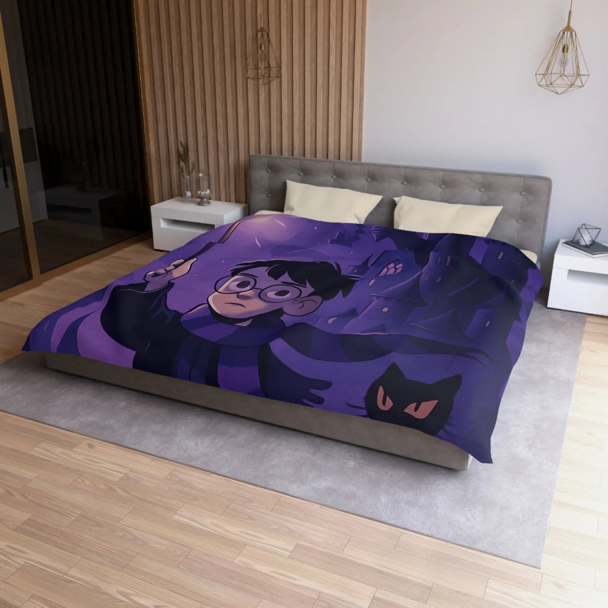 Housse de Couette Microfibre Art Graphique Contemporain Style Décoratif Chambre Tendance