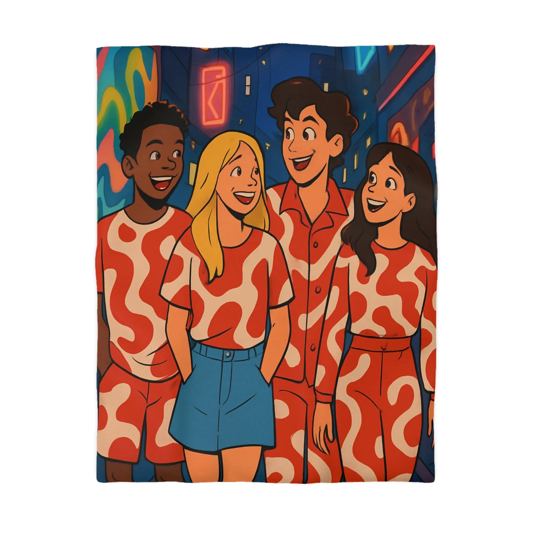 Housse de couette colorée avec design graphique enroulant style moderne pour chambre urbaine