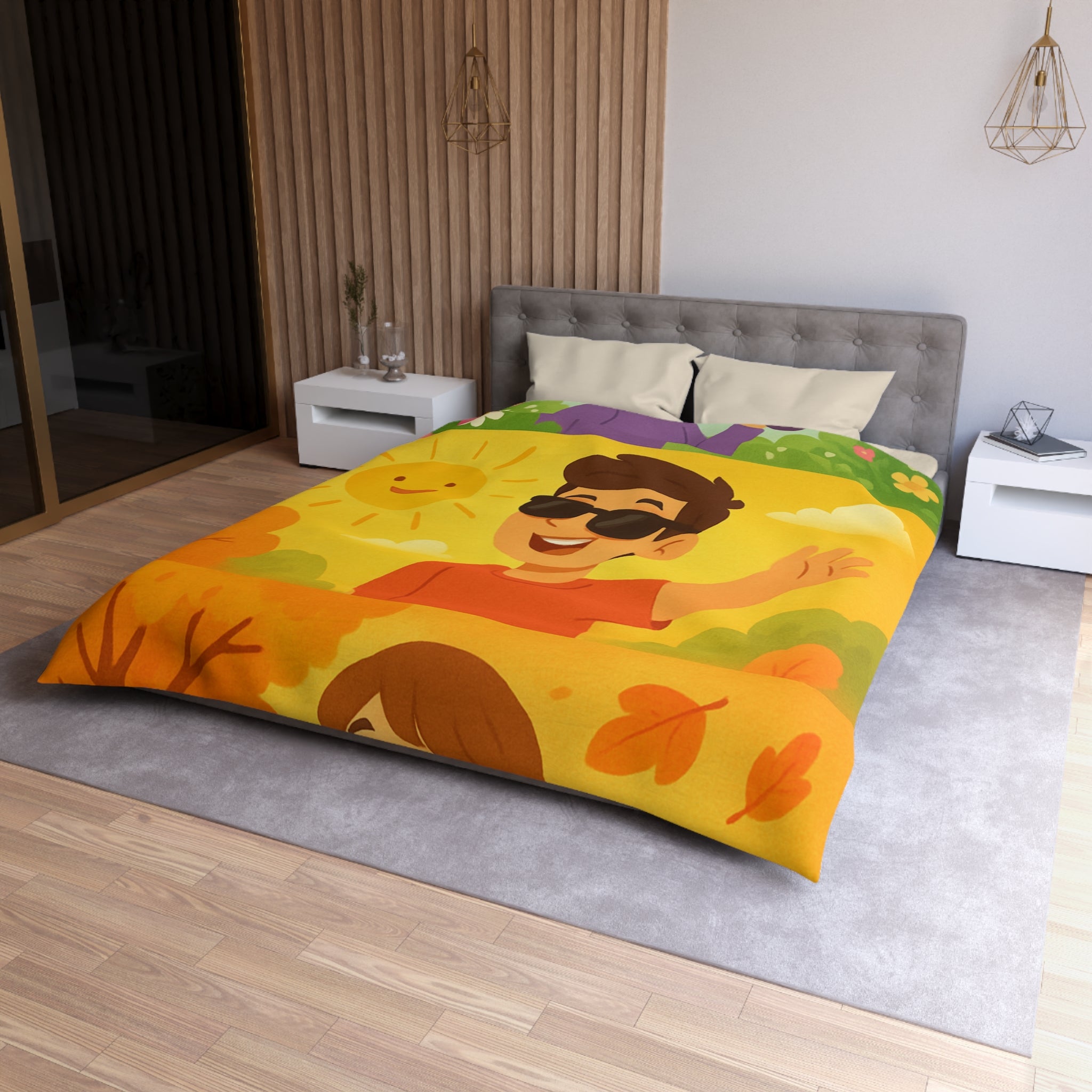 Housse de Couette Microfibre Design Artistique Moderne Décoration Chambre Confort Premium