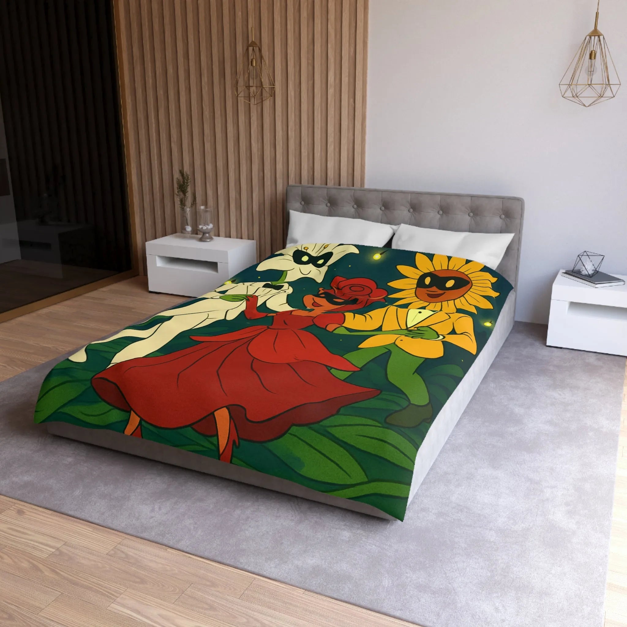 Housse de Couette Microfibre Art Graphique Contemporain Style Décoratif Chambre Tendance