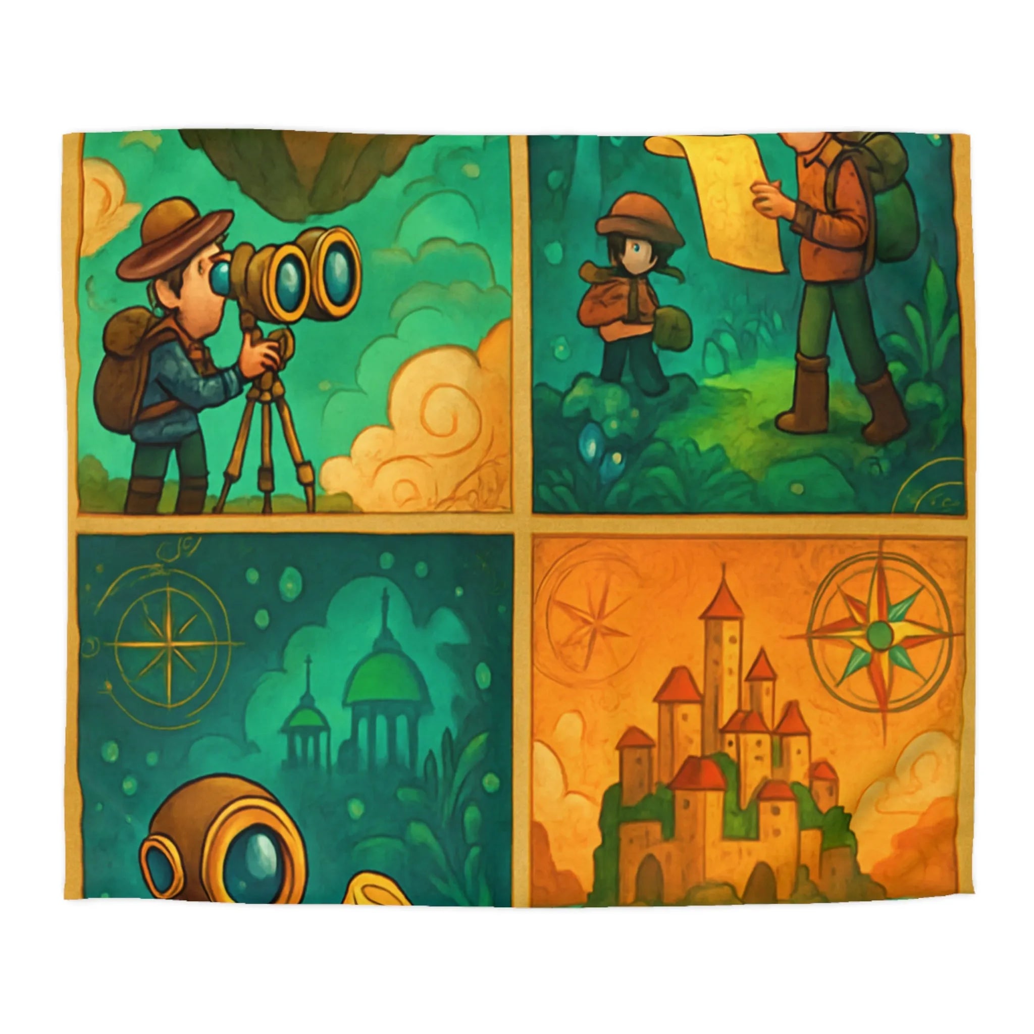 Housse de couette aventure fantastique pour chambre d'enfant avec exploration imaginaire colorée