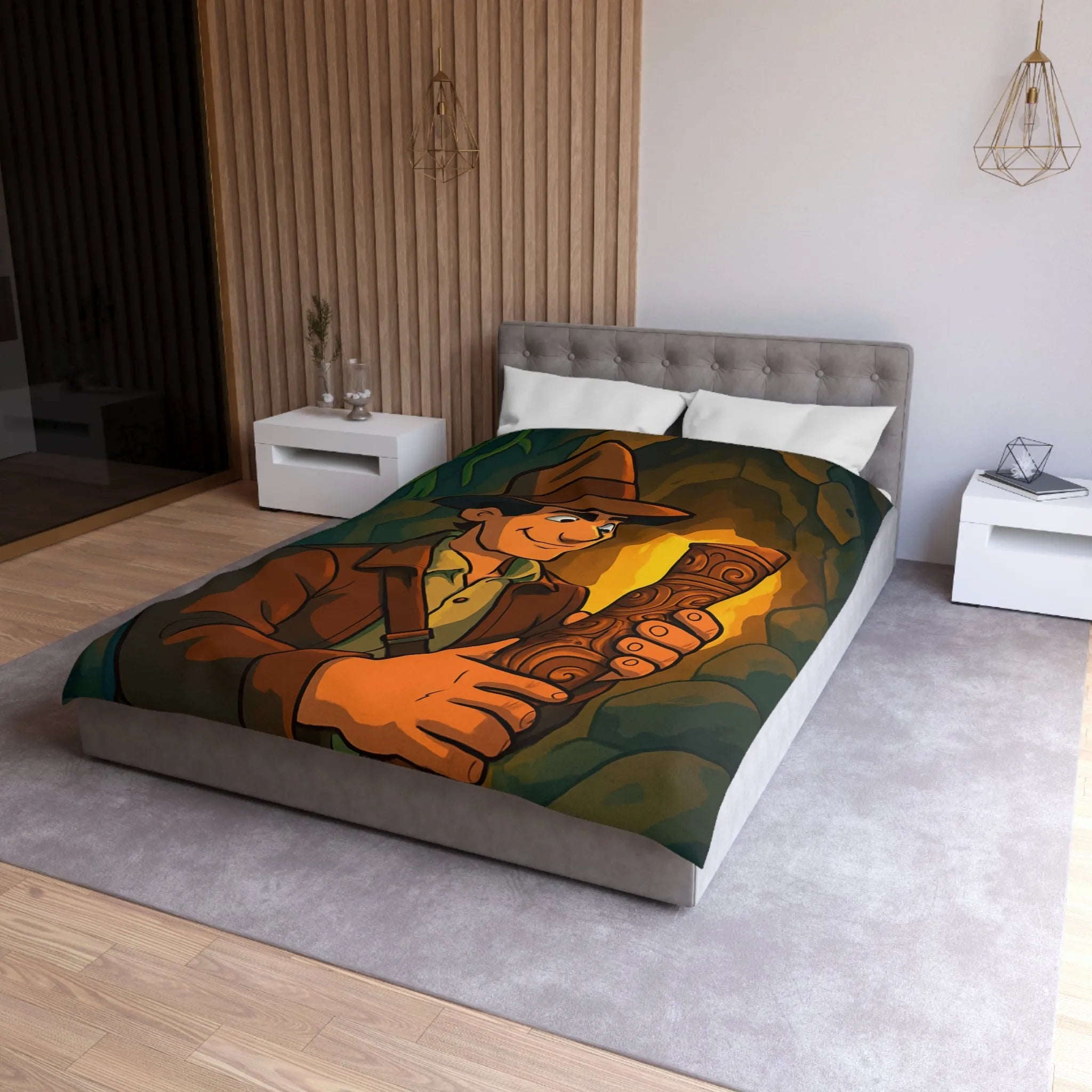 Housse de Couette Microfibre Art Graphique Contemporain Style Décoratif Chambre Tendance