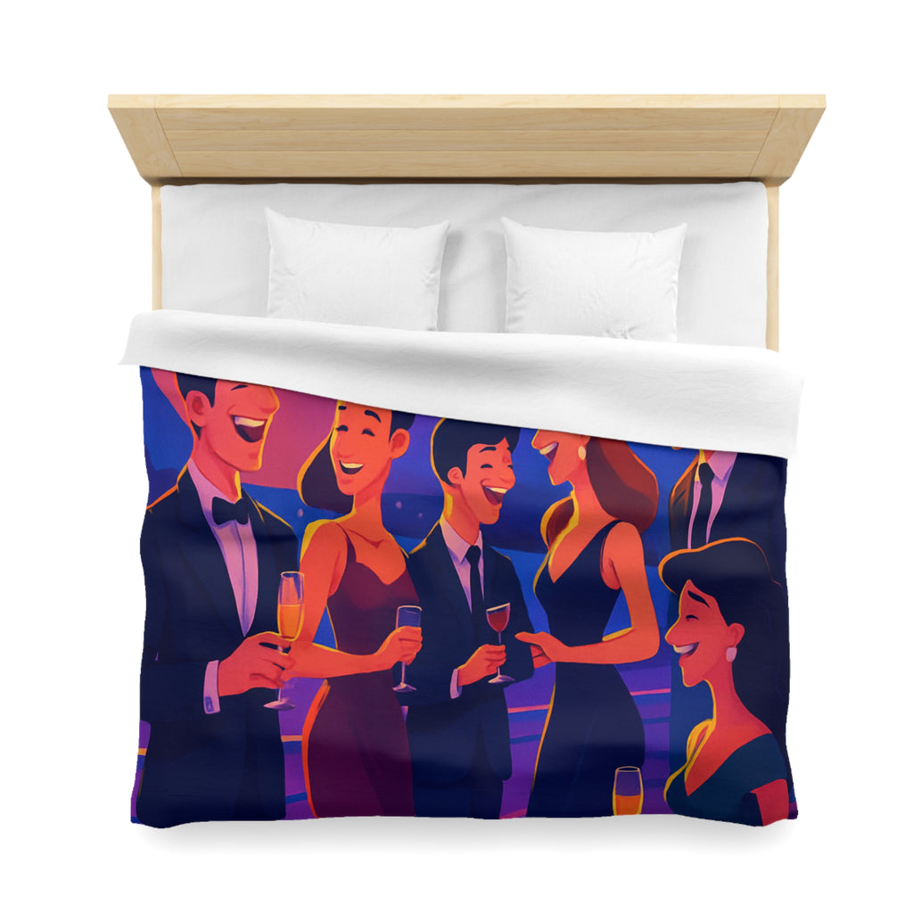 Luxueuse housse de couette en croisière, ambiance fête nocturne élégante et festive