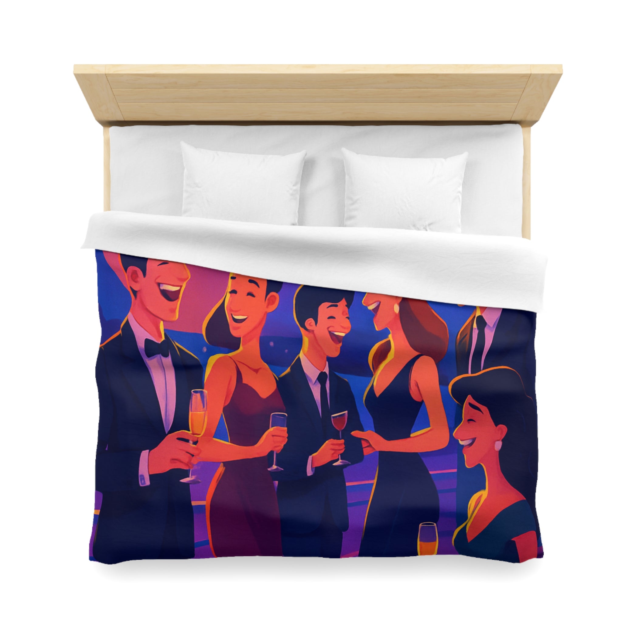 Luxueuse housse de couette en croisière, ambiance fête nocturne élégante et festive