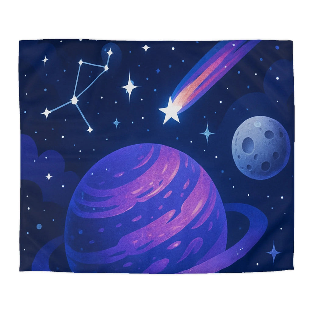 Housse de couette galaxie avec planètes, étoiles et comètes pour chambre sereine atmosphérique