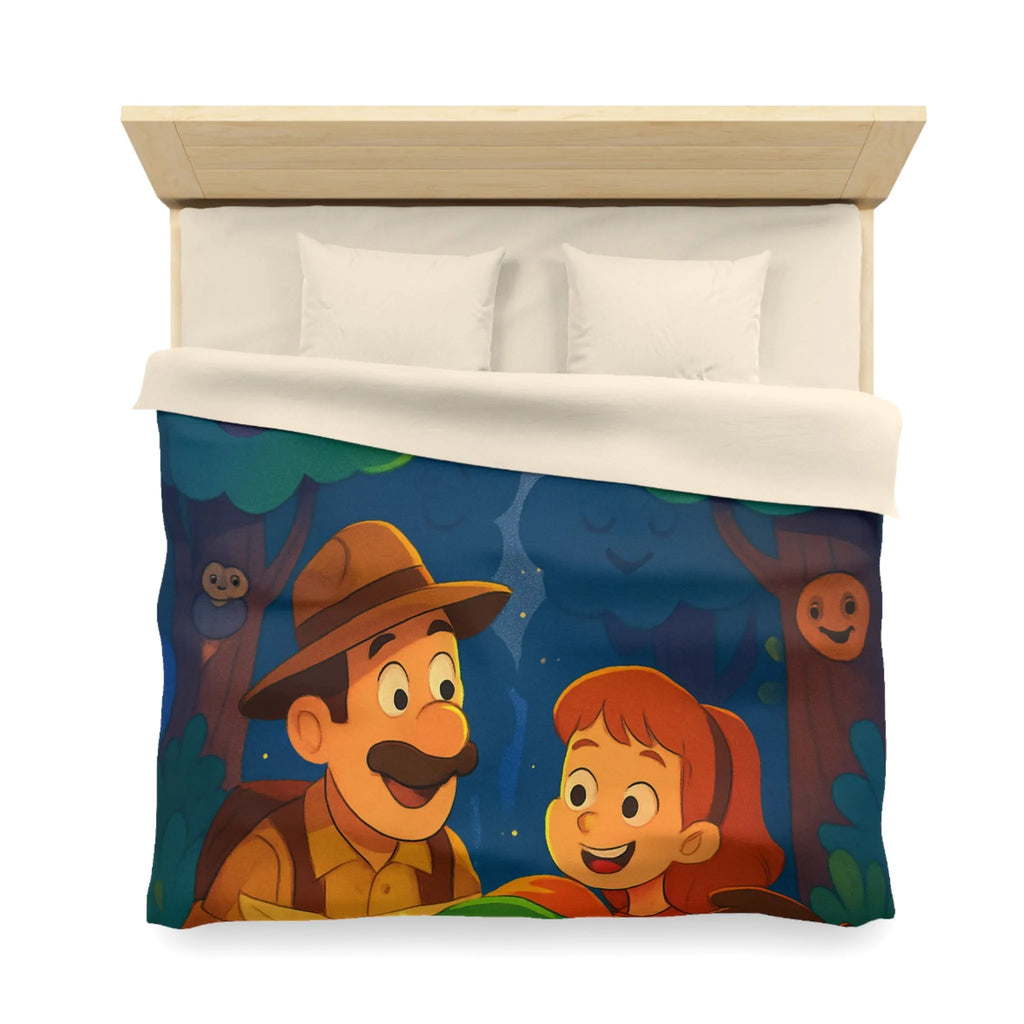 Housse de Couette Enfant Illustrée: Aventure Nocturne en Forêt avec Constellations Magiques