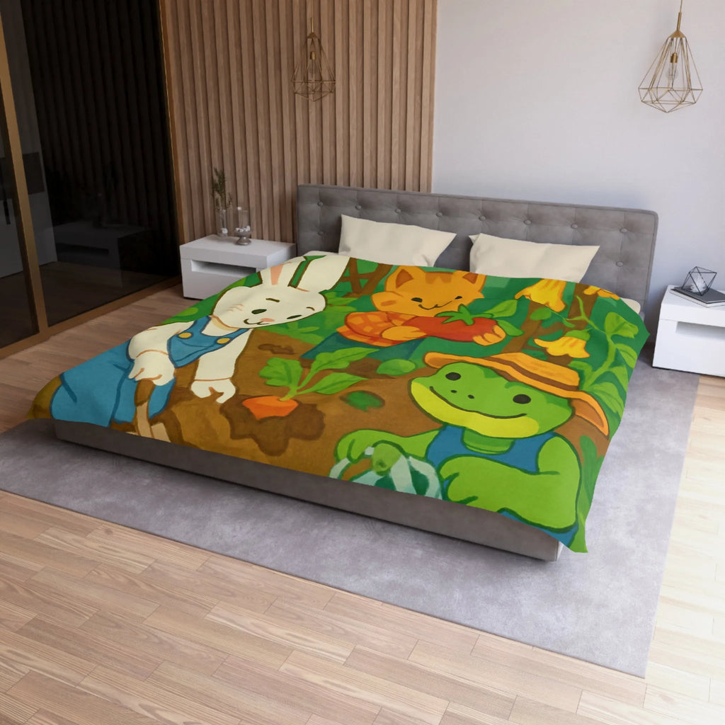 Housse de couette enfant avec animaux adorables jardiniers pour chambre thématique colorée