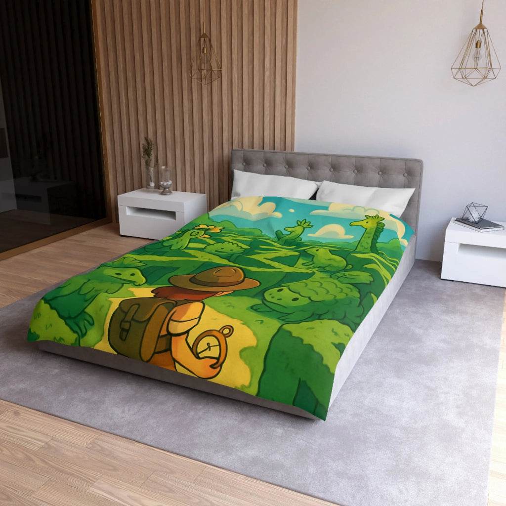 Explorez un Labyrinthe de Créatures Végétales Mystiques sur une Housse de Couette Originale