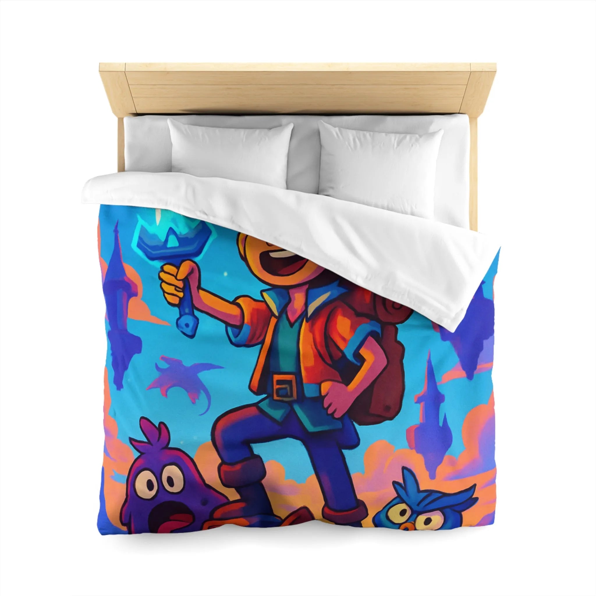 Housse de Couette Aventure Fantastique avec Épée Enchantée et Créatures Magiques pour Enfants