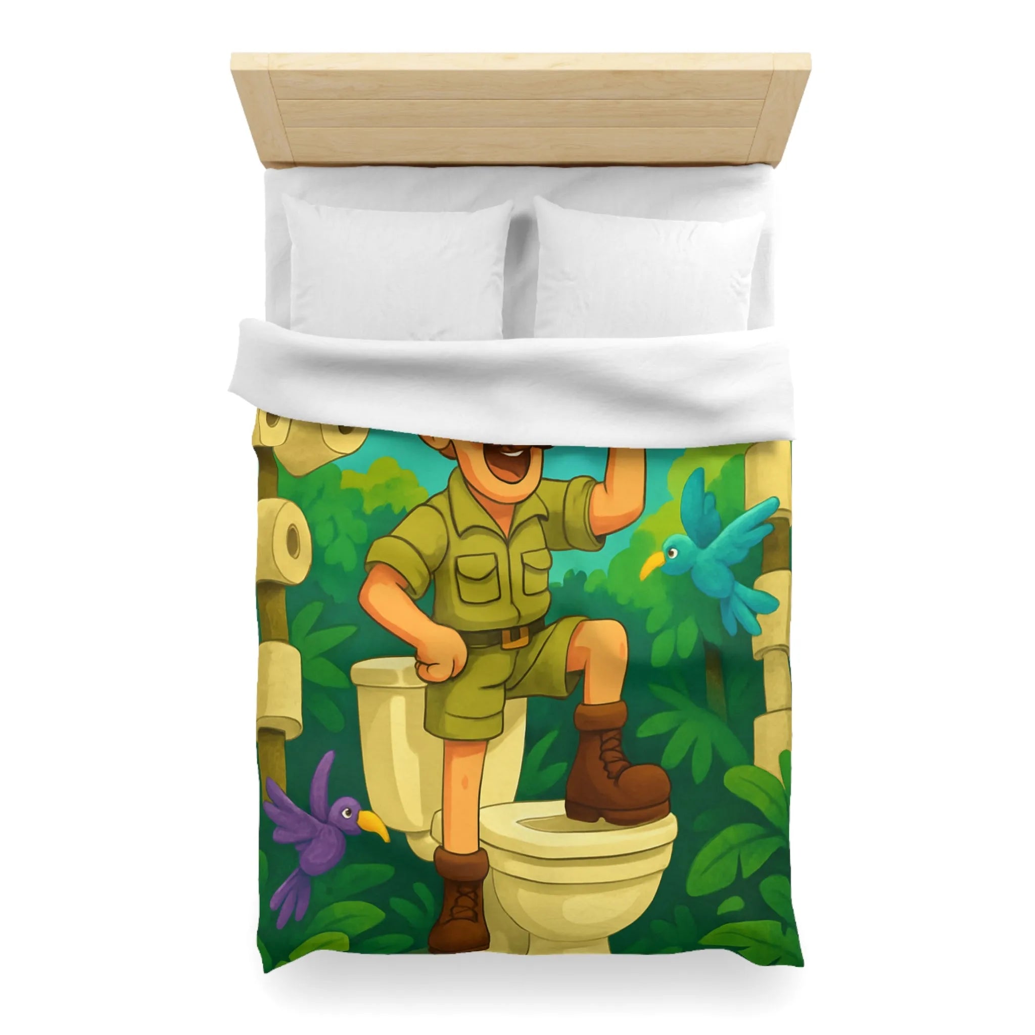 Housse de Couette Jungle Aventure avec Animaux aux Couleurs Vives et Drôle Explorateur