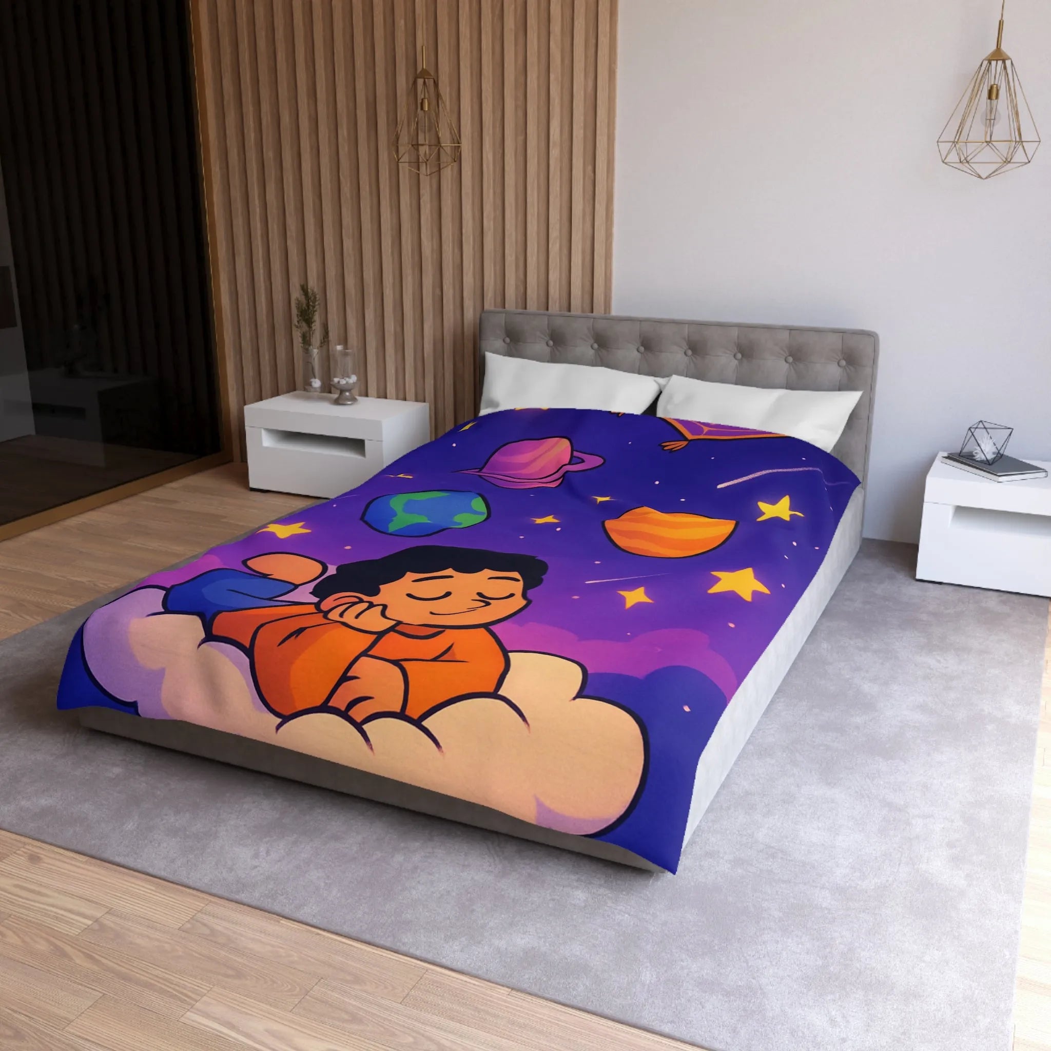 Housse de couette enfant cosmos rêve étoiles planètes univers magique et coloré