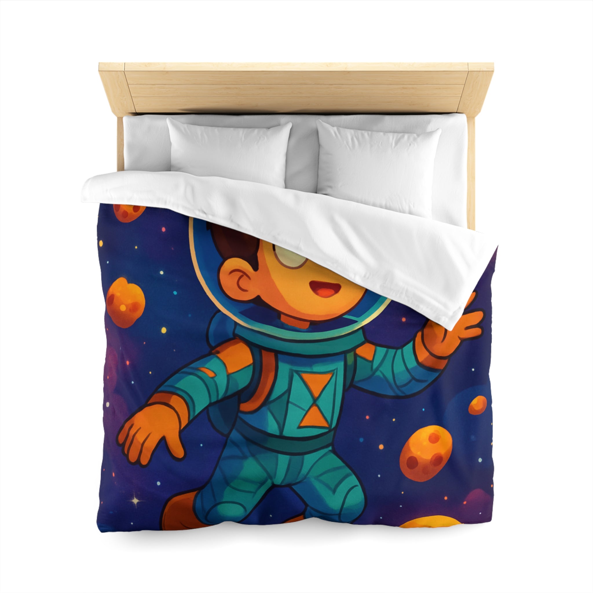 Housse de couette spatiale pour enfants avec planète, étoile, comète et astronaute adorable