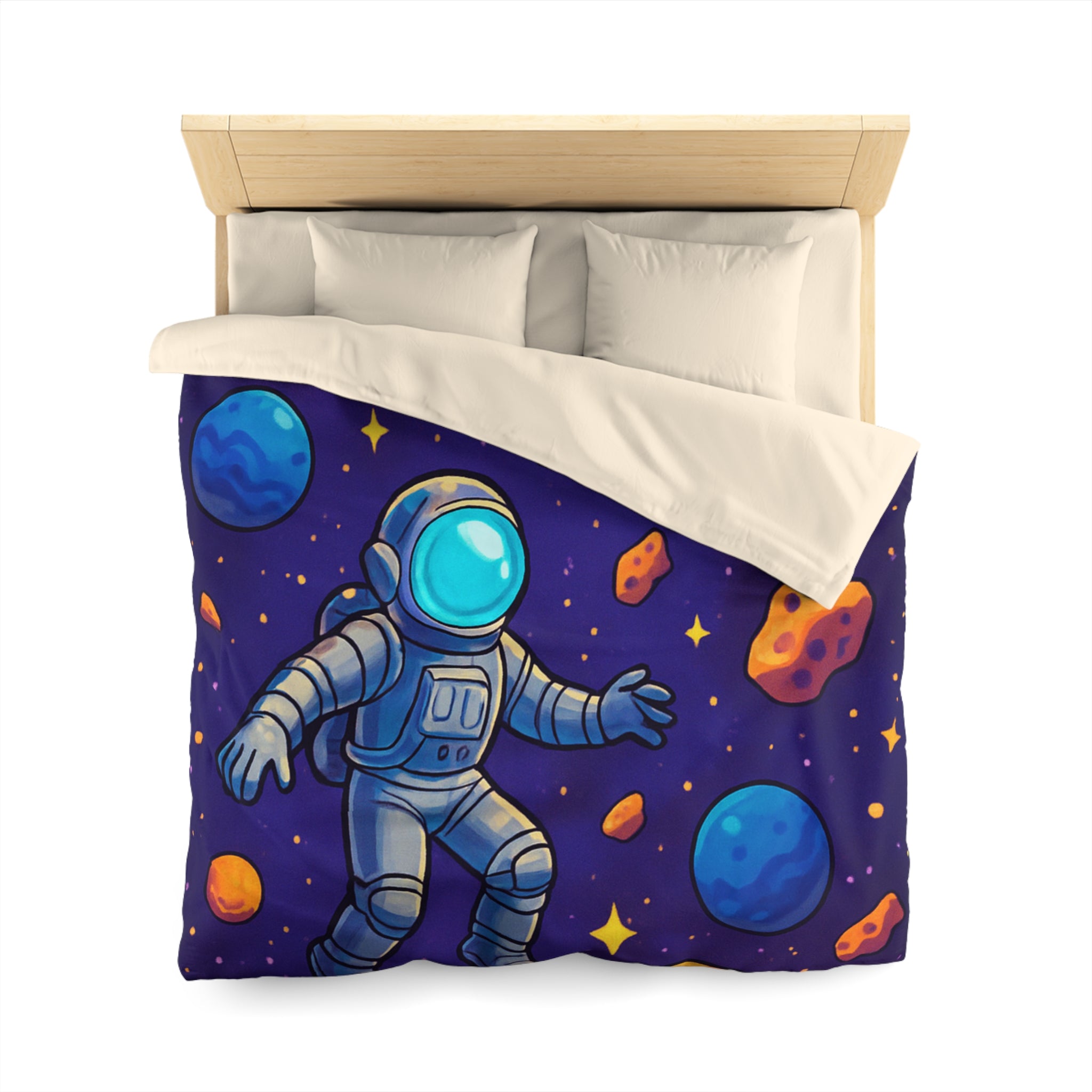Housse de couette spatiale avec astronaute et planètes colorées pour enfants et adultes