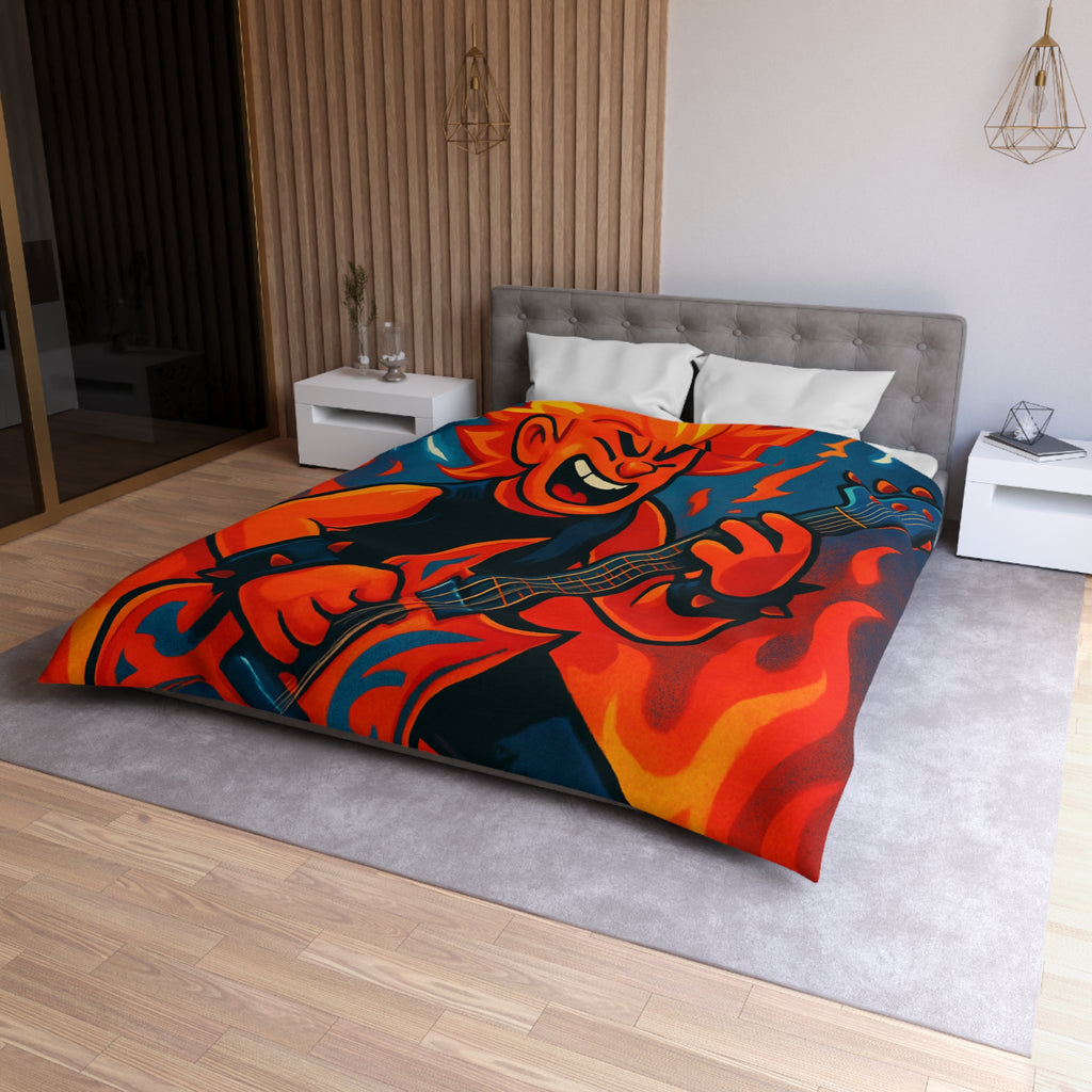 Housse de couette rock flamboyant avec guitare et éclairs pour déco vibrante