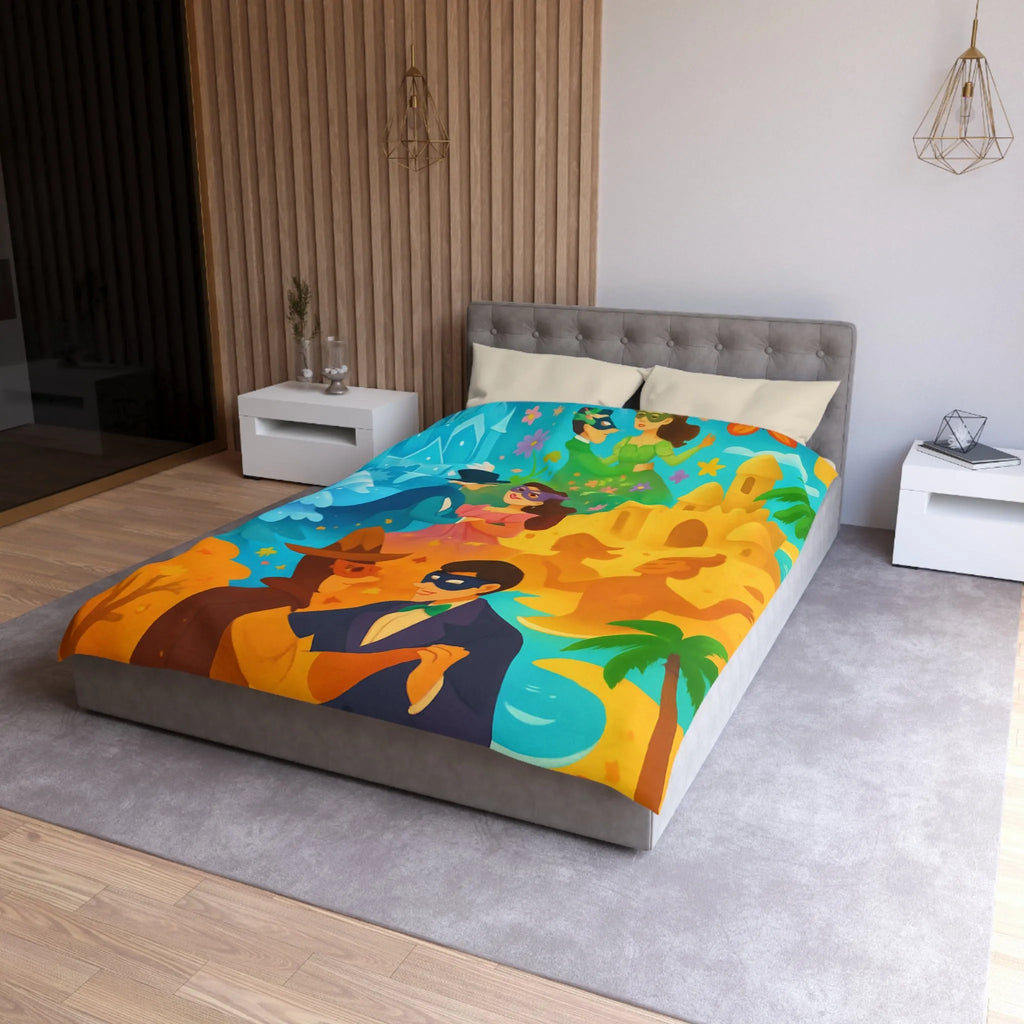 Housse de couette féerique avec papillons, fleurs et châteaux pour chambre colorée