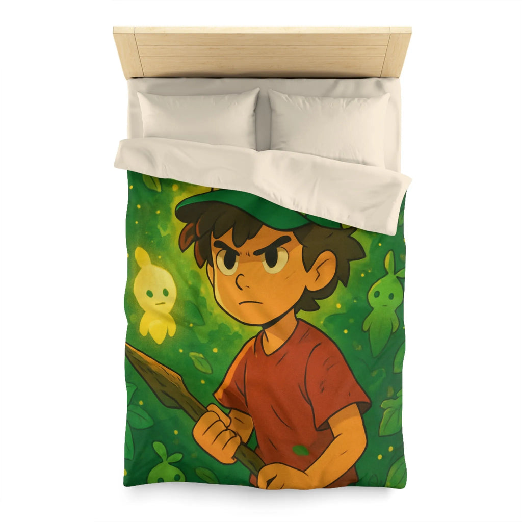 Housse de Couette Forêt Enchantée Enfant avec Créatures Lumineuses et Thème Aventure