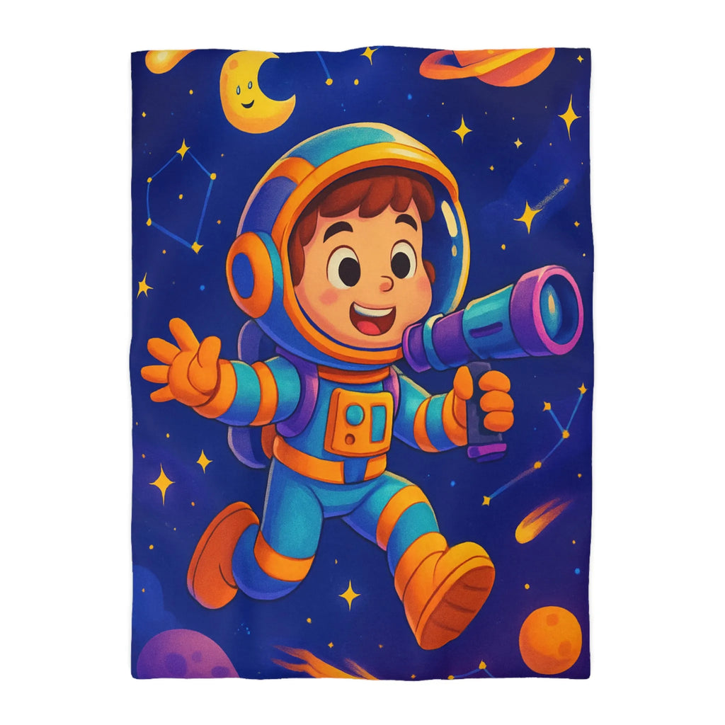 Housse de couette enfant thème astronaute espace avec planètes et constellations joyeuses