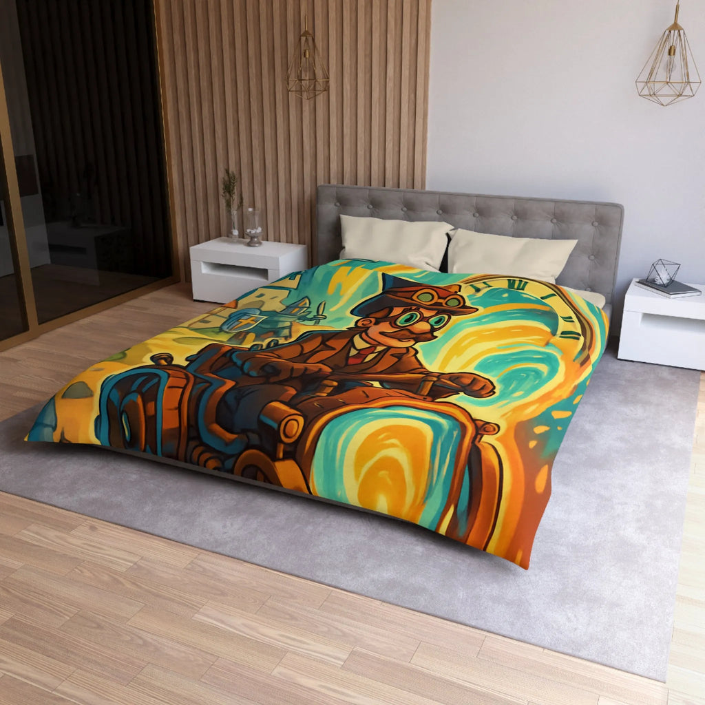 Housse de Couette Fantaisie : Voyageur Temporel en Machine Étrange Tourbillonnant à Travers Époques