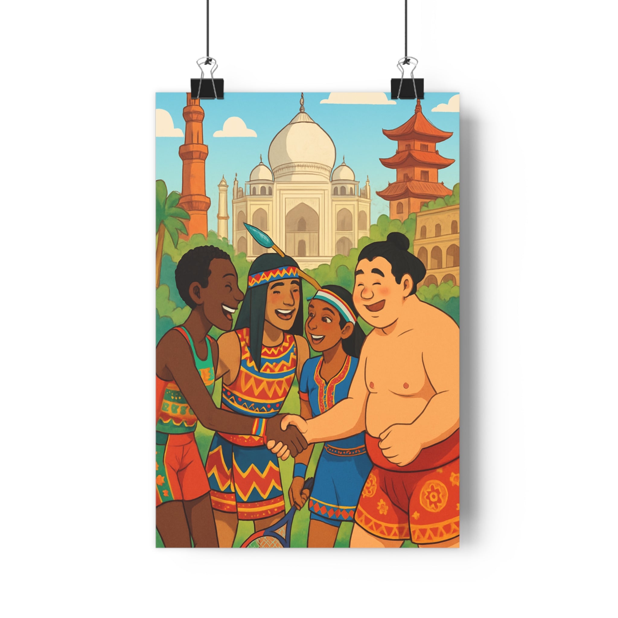 Poster décoratif culturel exotique multicolore cartoon convivial salon chambre bureau moderne qualité olympiques qualité