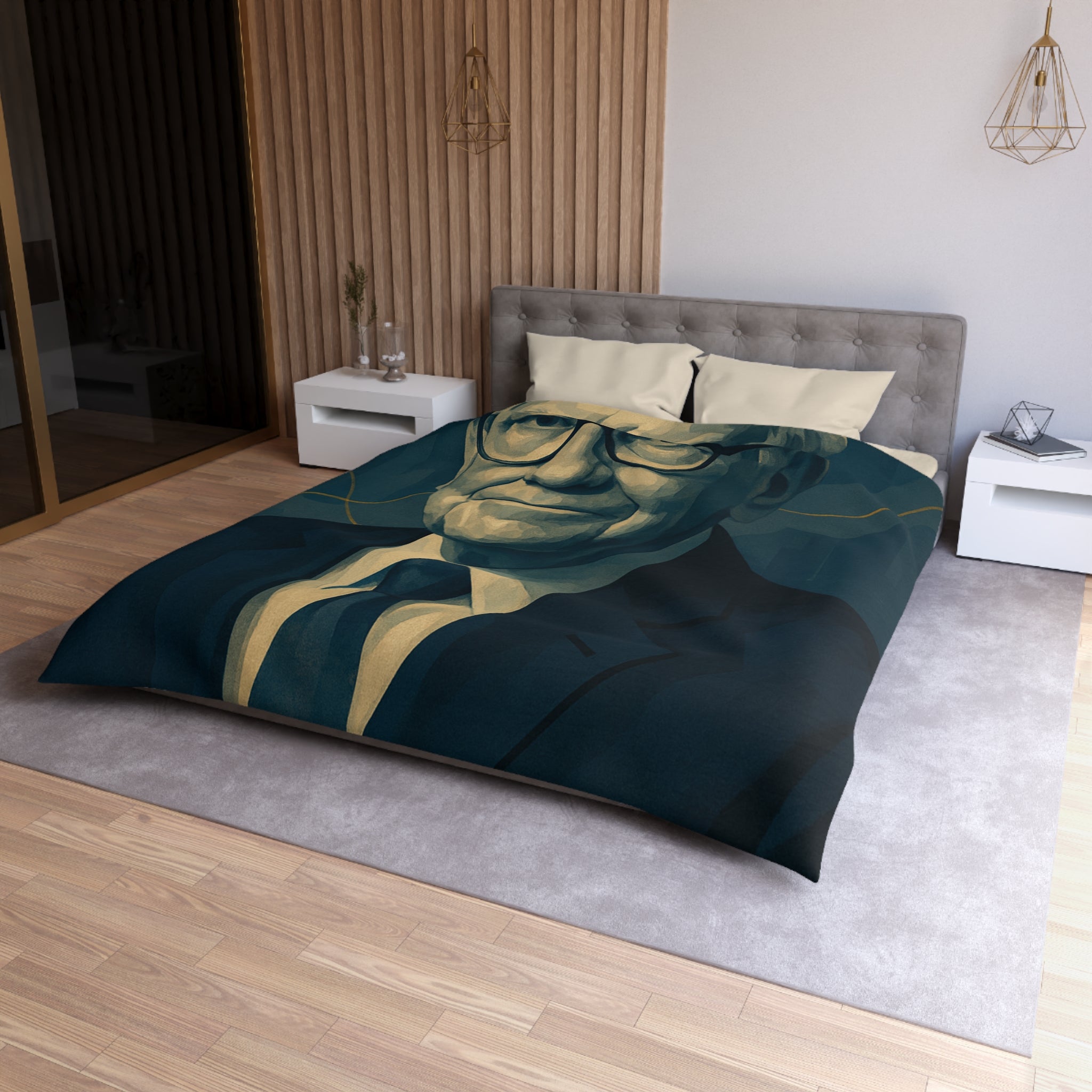 Housse de Couette Microfibre Motif Créatif Original Style Contemporain Chambre Élégante