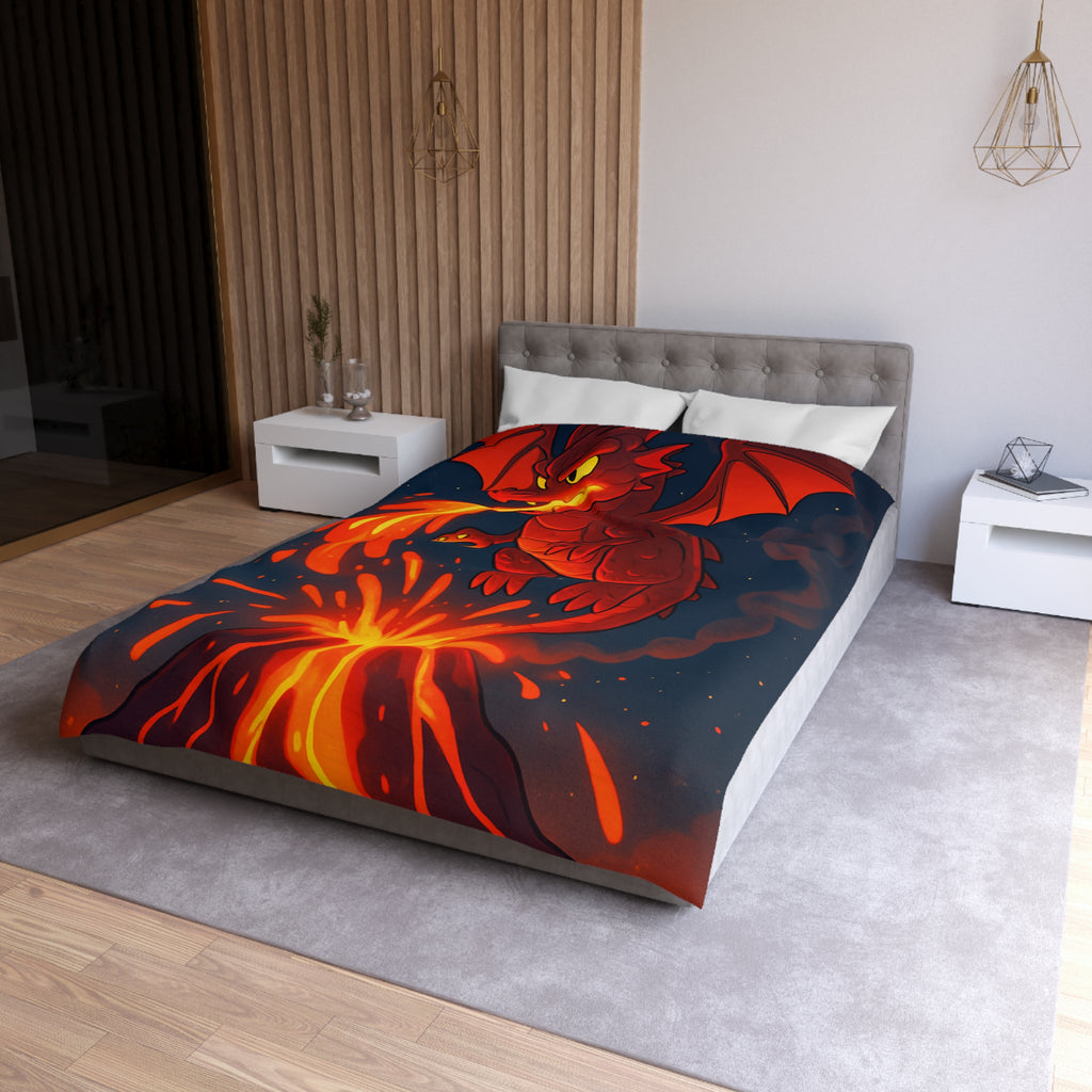 Intense Housse Dragon Rouge Feu Volcanique Ambiance Nocturne Idéale pour Chambre Fantasy