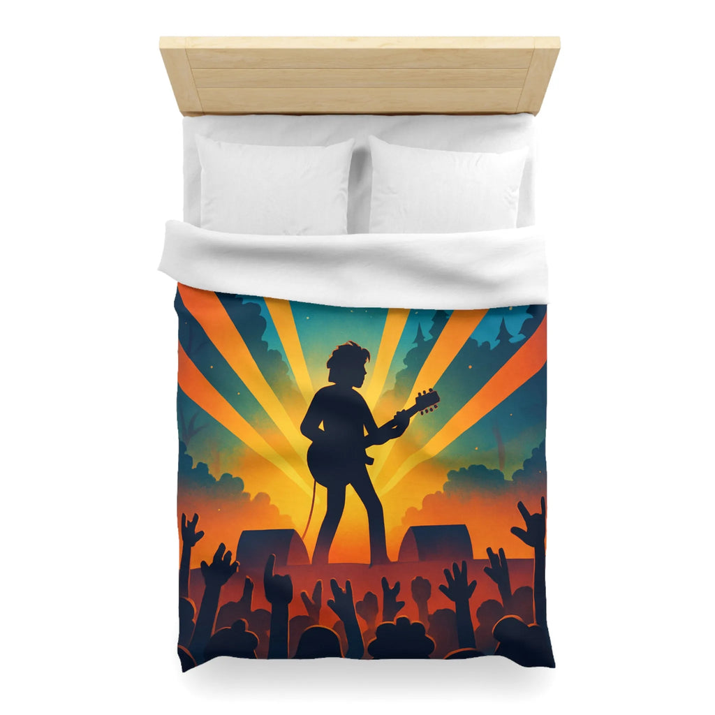 Housse de couette concert rock silhouette guitare ambiance nocturne festival forêt étoiles