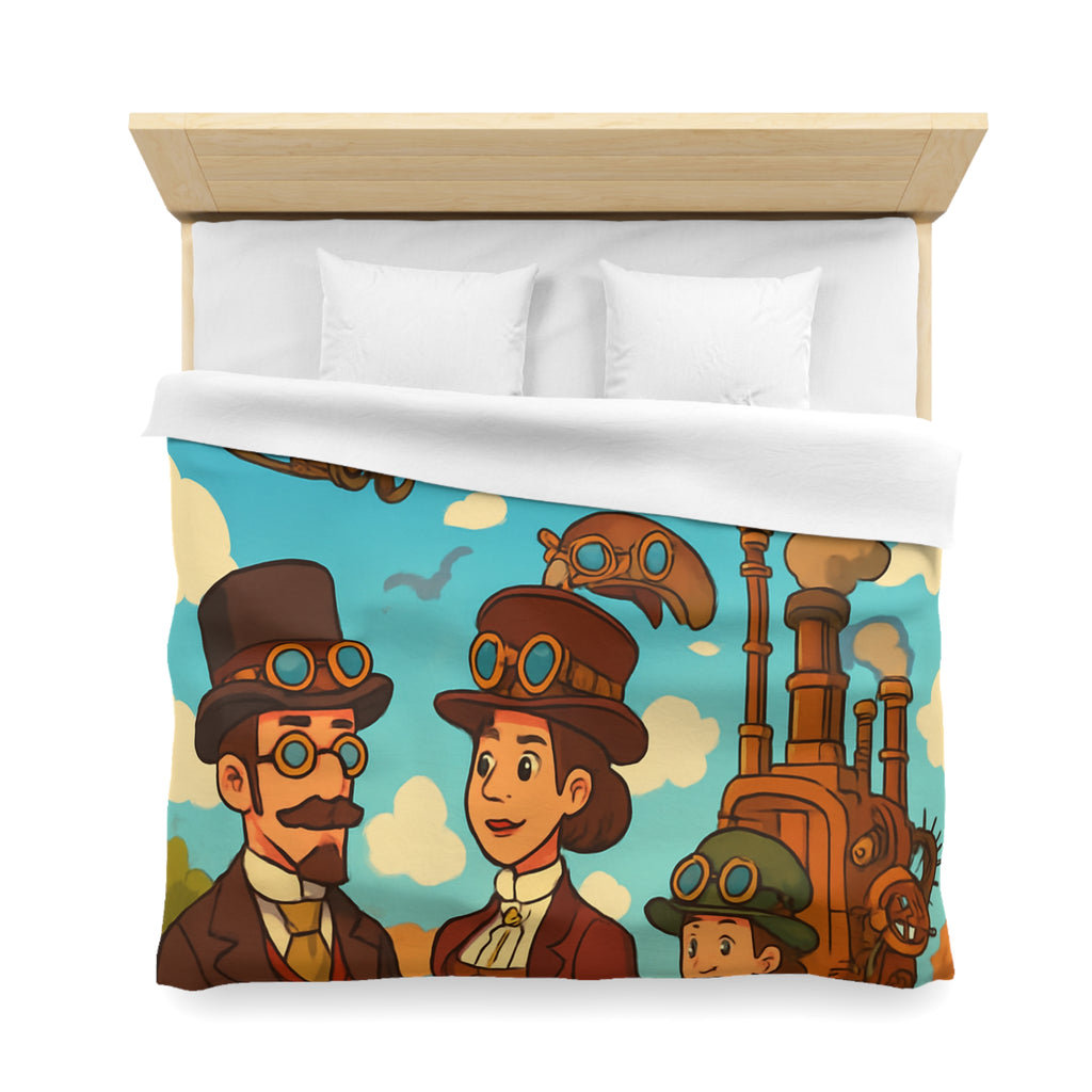 Housse de couette style rétro avec motifs steampunk et engins volants artistiques