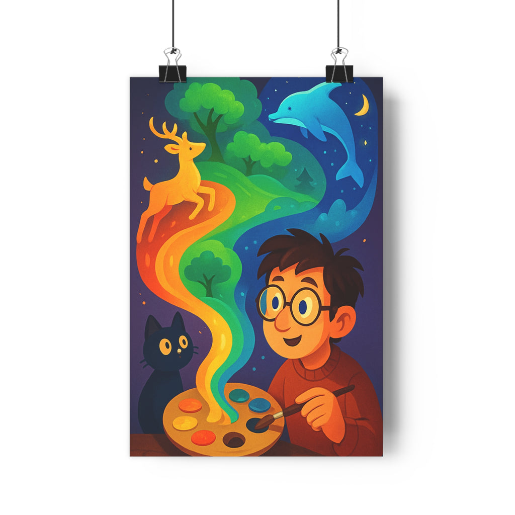 Poster décoratif artistique couleurs vibrantes cartoon magique salon chambre intérieur fantasy ambiance unique qualité